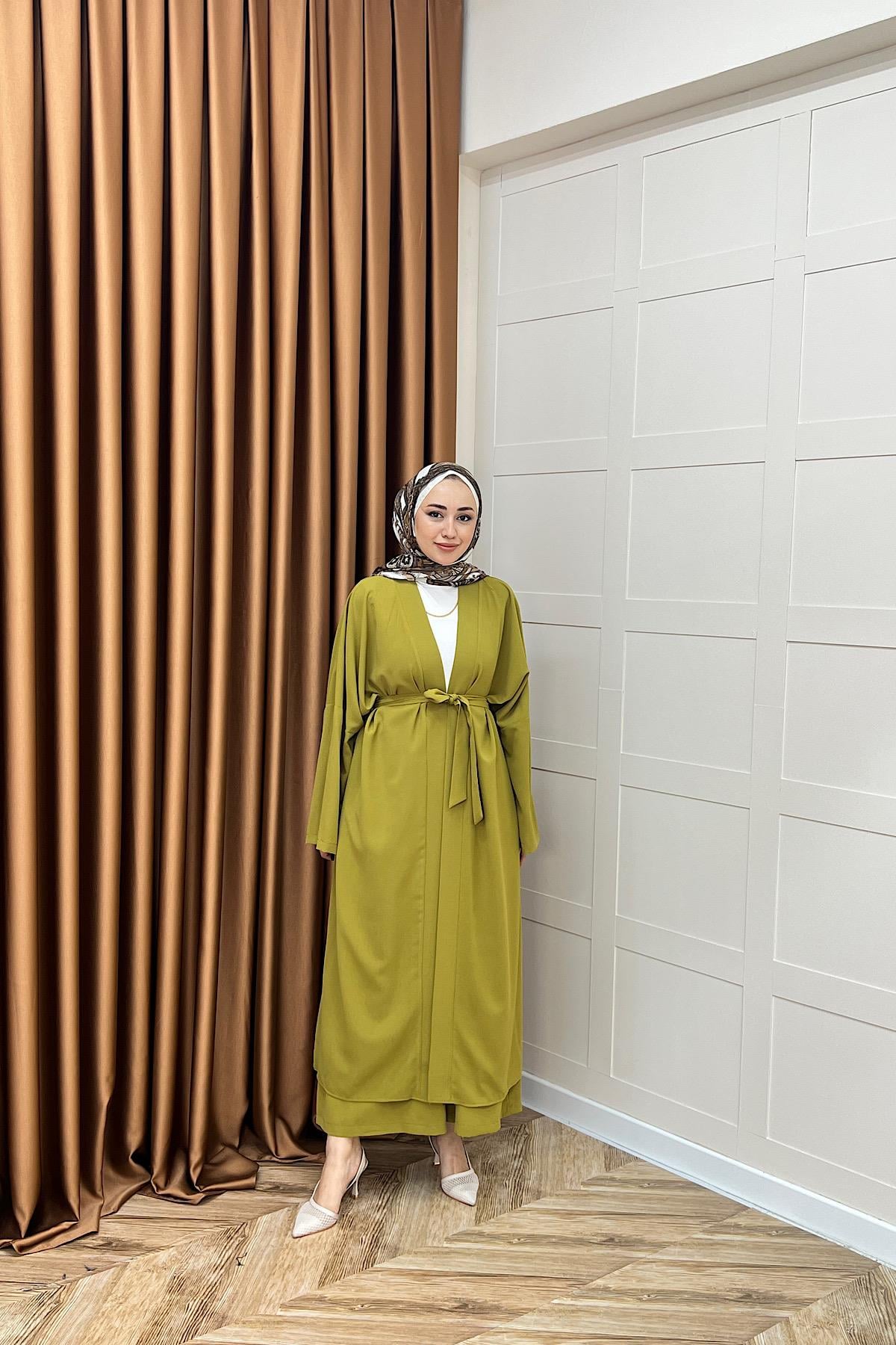 Mina İkili Kimono Takım Yağ Yeşili