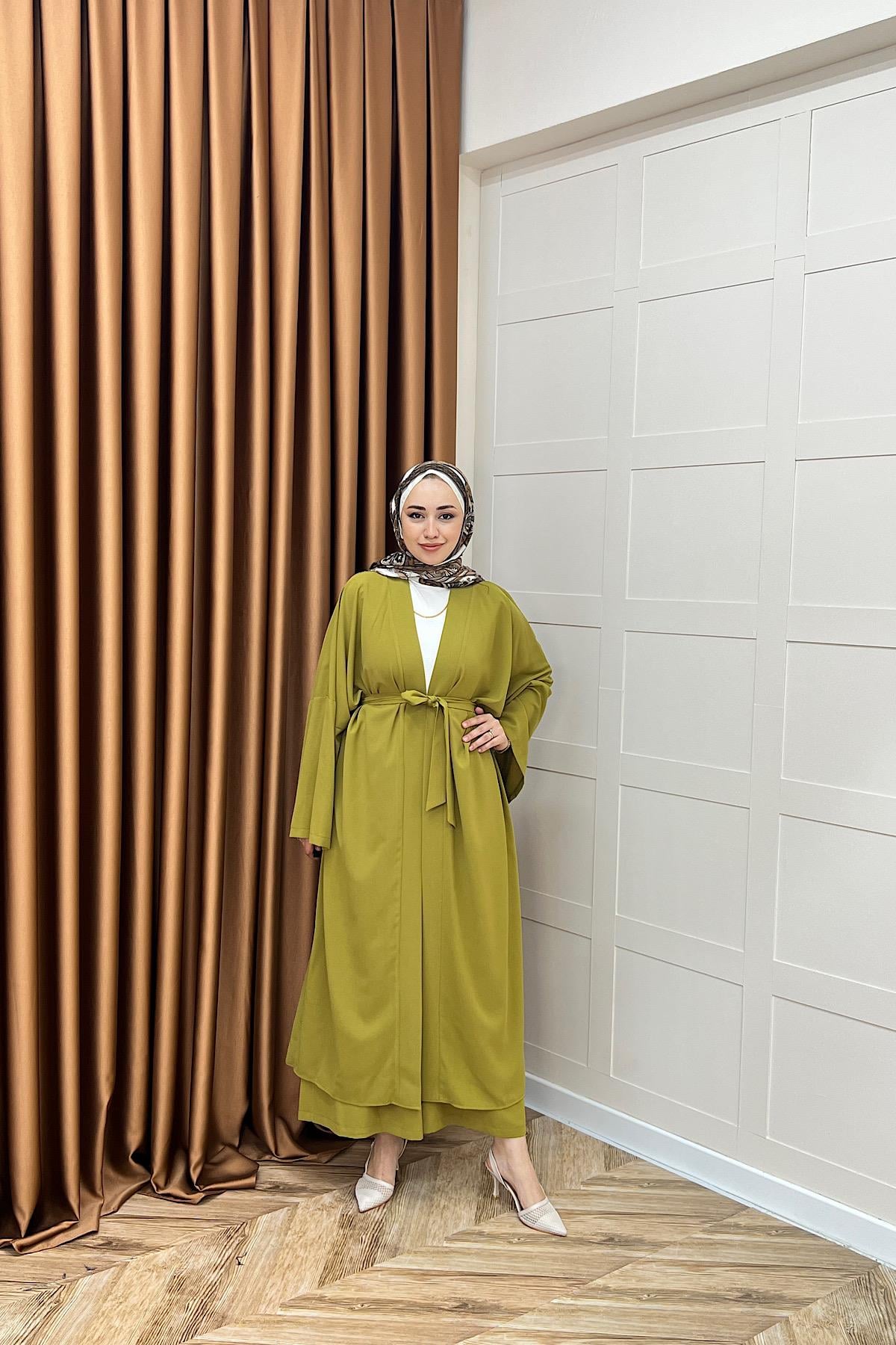 Mina İkili Kimono Takım Yağ Yeşili