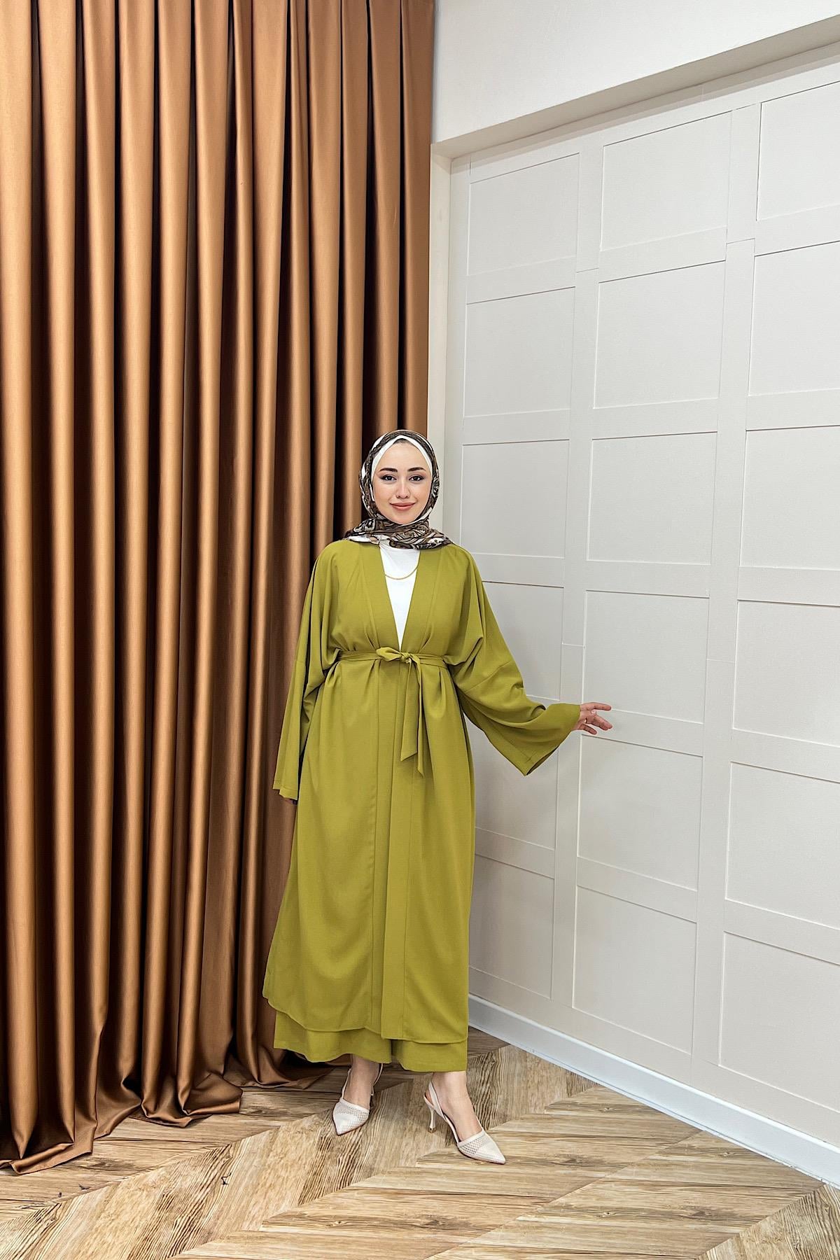Mina İkili Kimono Takım Yağ Yeşili
