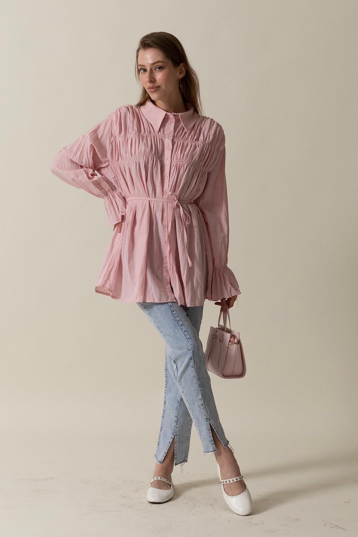 Neva Piliseli Gömlek Pembe