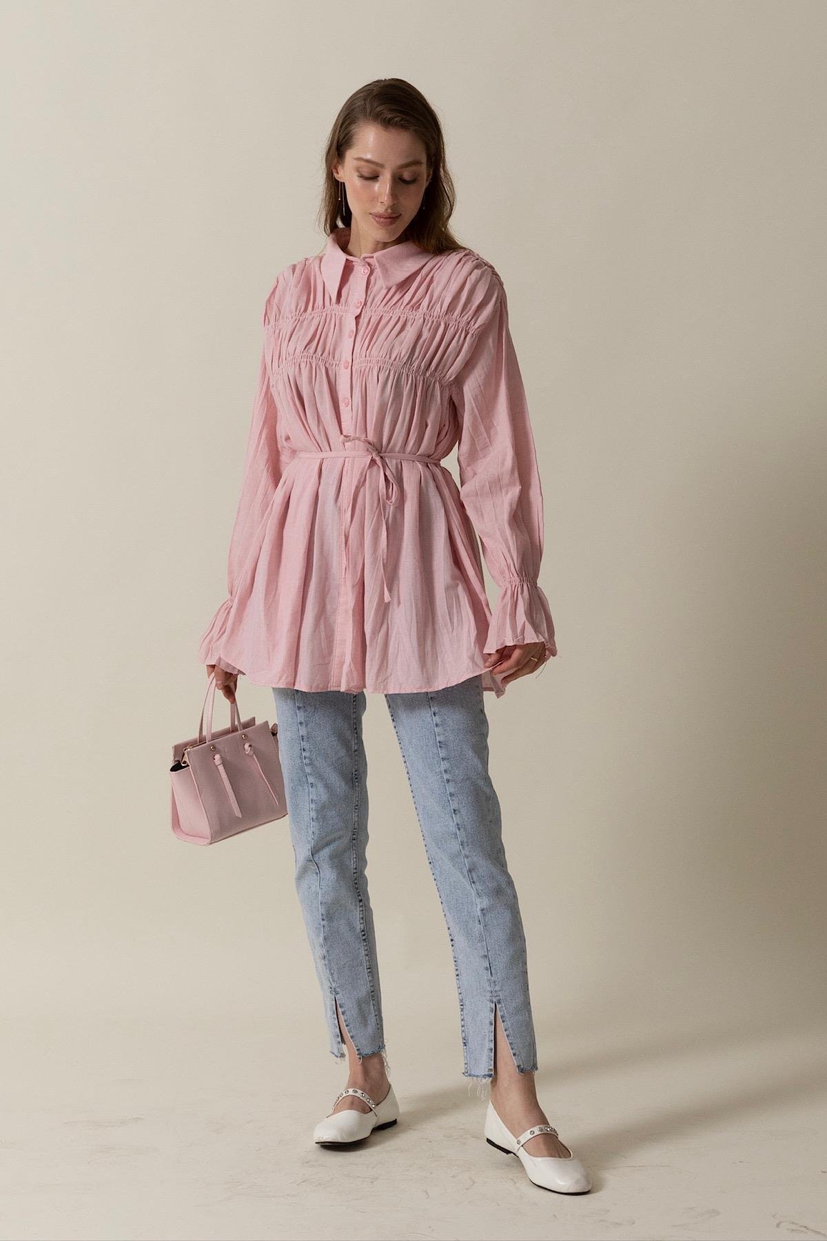 Neva Piliseli Gömlek Pembe