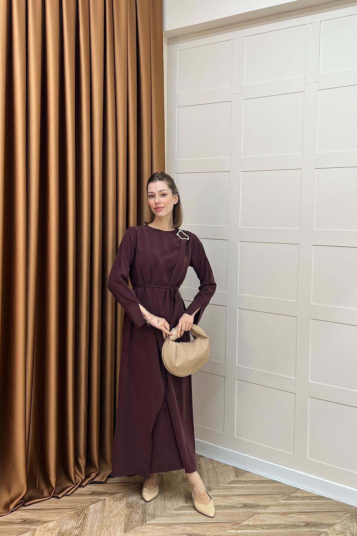 Paria Toka Detay Elbise Bordo