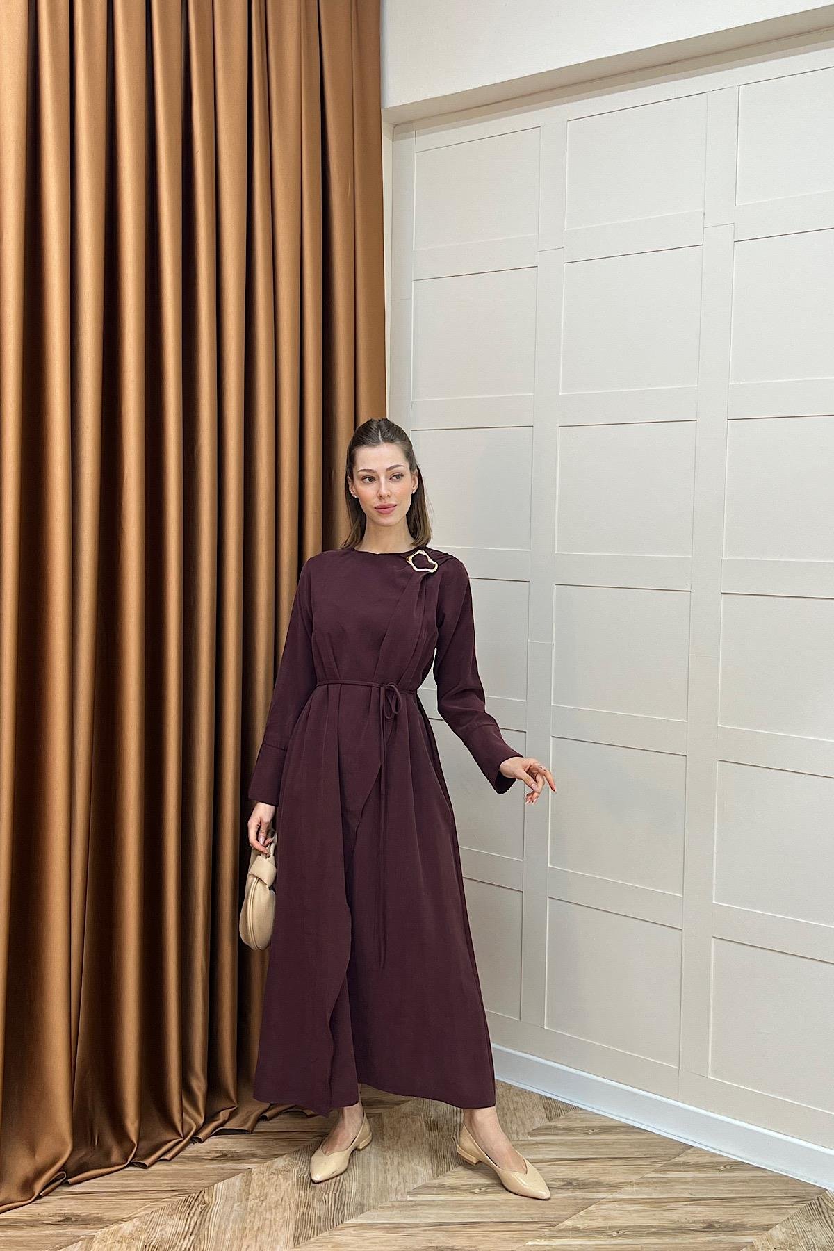 Paria Toka Detay Elbise Bordo