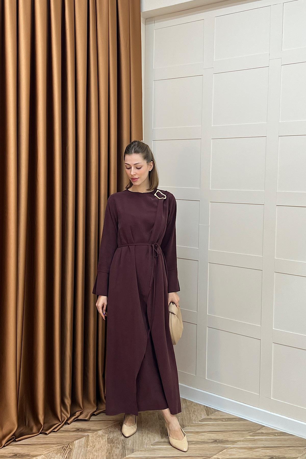 Paria Toka Detay Elbise Bordo