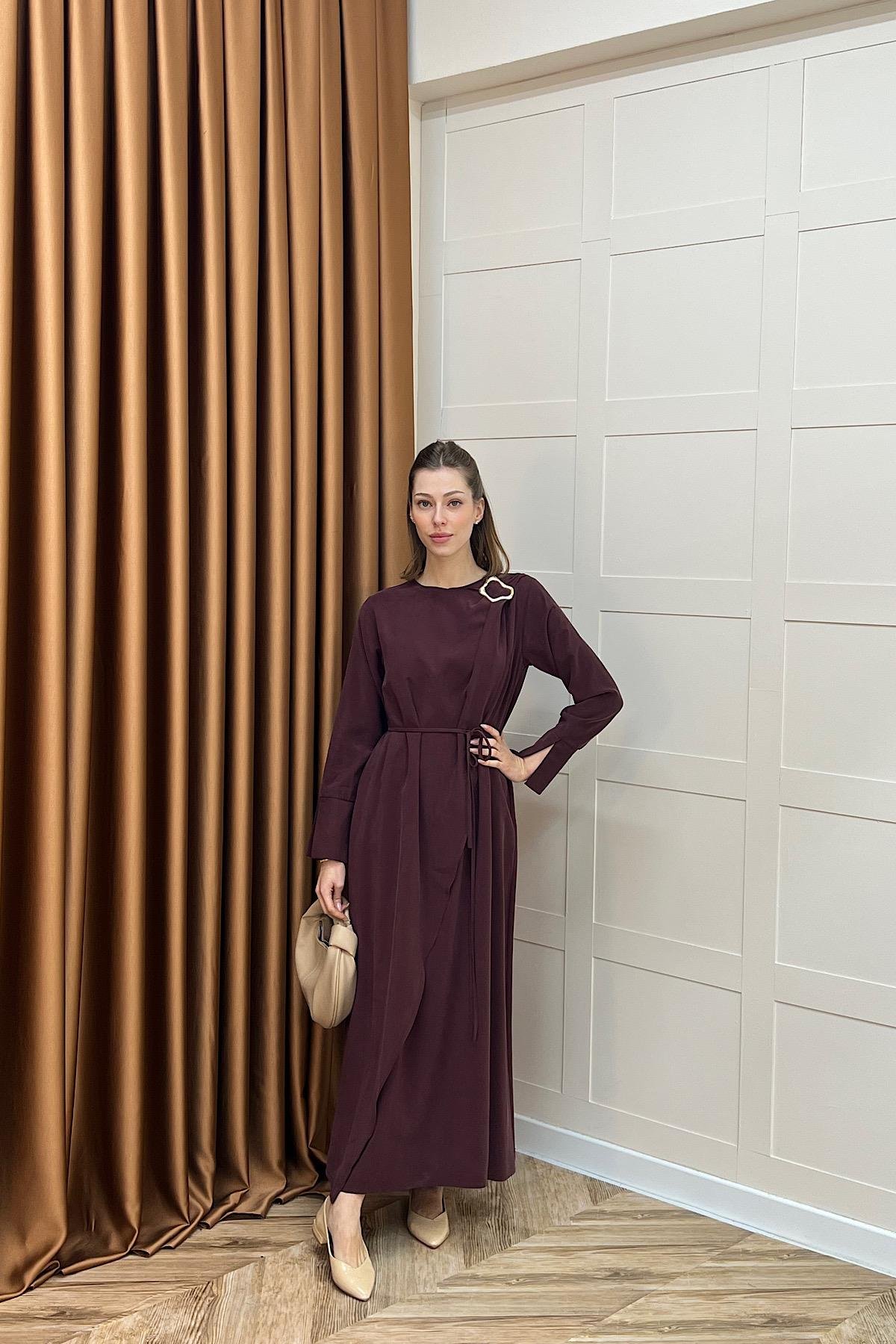 Paria Toka Detay Elbise Bordo