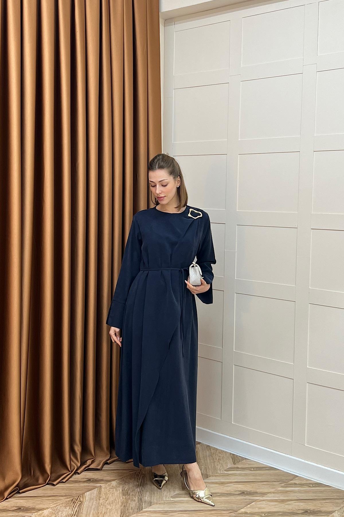 Paria Toka Detay Elbise Lacivert