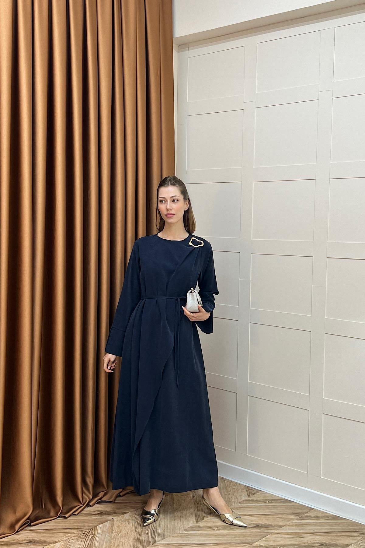 Paria Toka Detay Elbise Lacivert