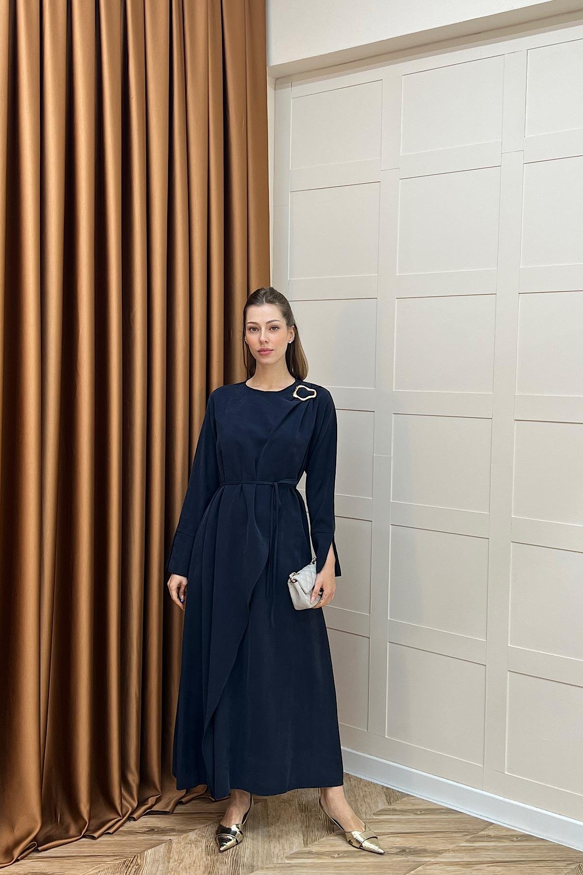 Paria Toka Detay Elbise Lacivert