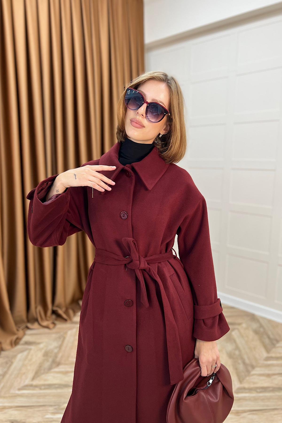 Parla Premium Kumaş Kaban Bordo