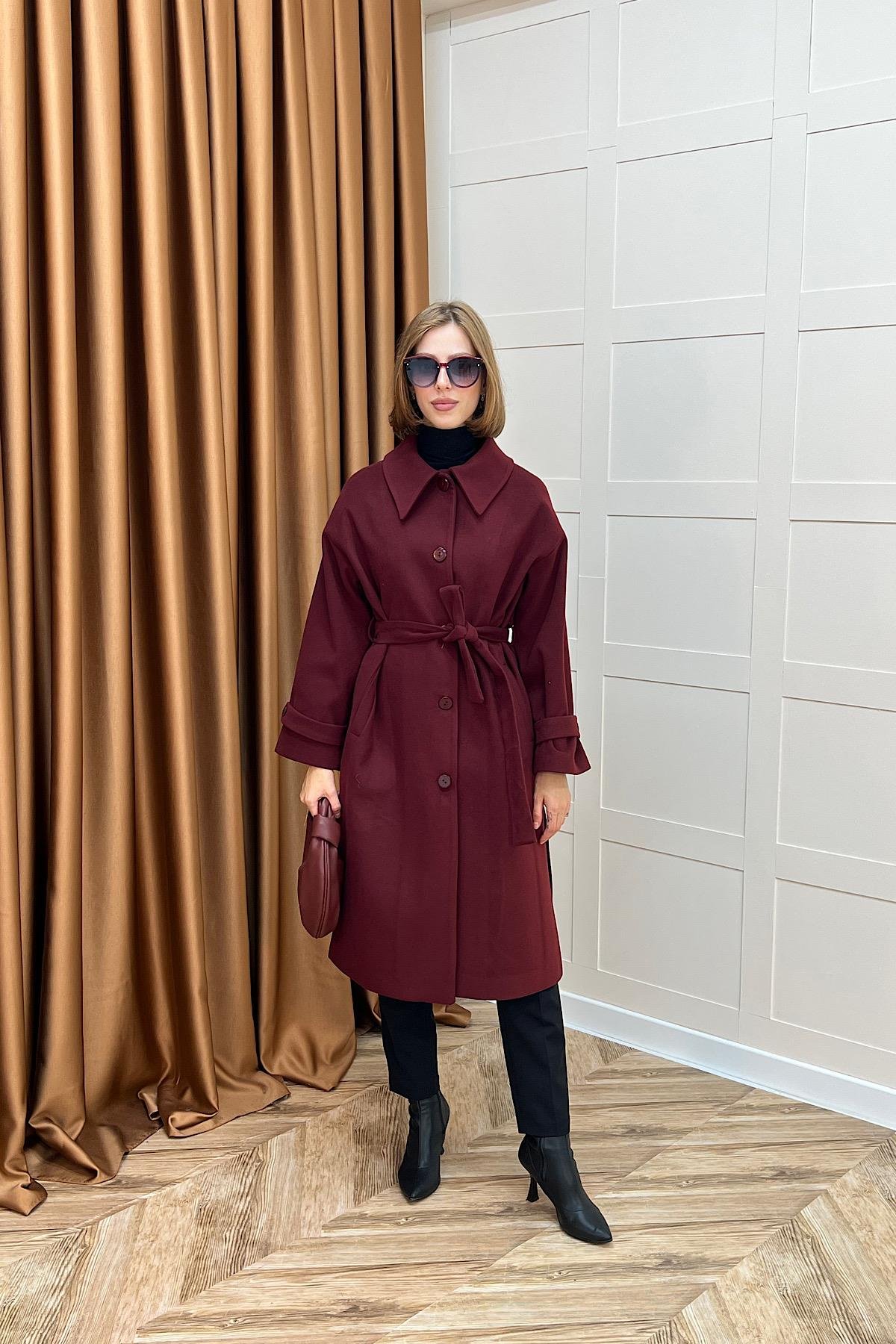 Parla Premium Kumaş Kaban Bordo