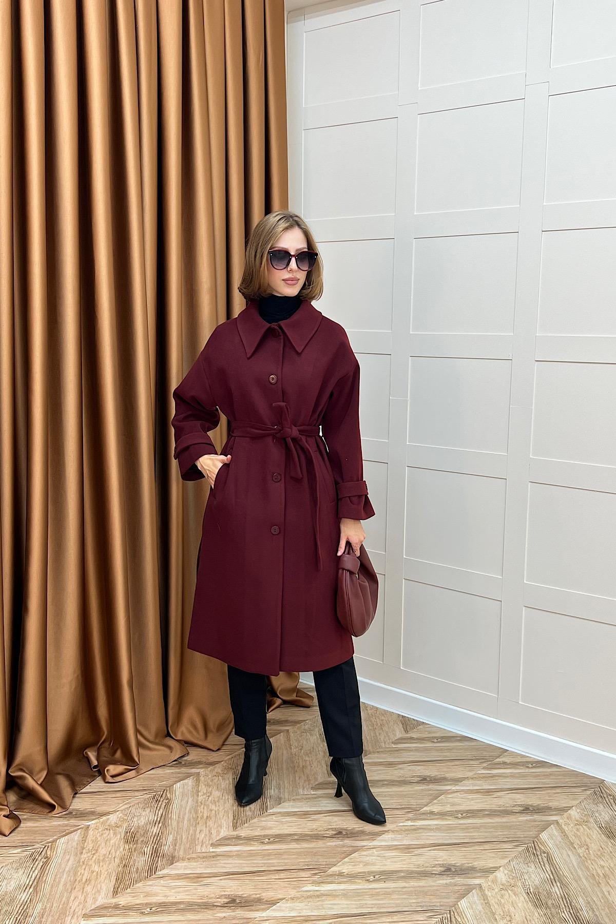 Parla Premium Kumaş Kaban Bordo