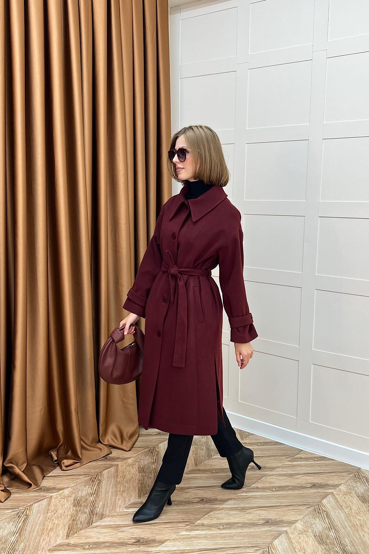 Parla Premium Kumaş Kaban Bordo