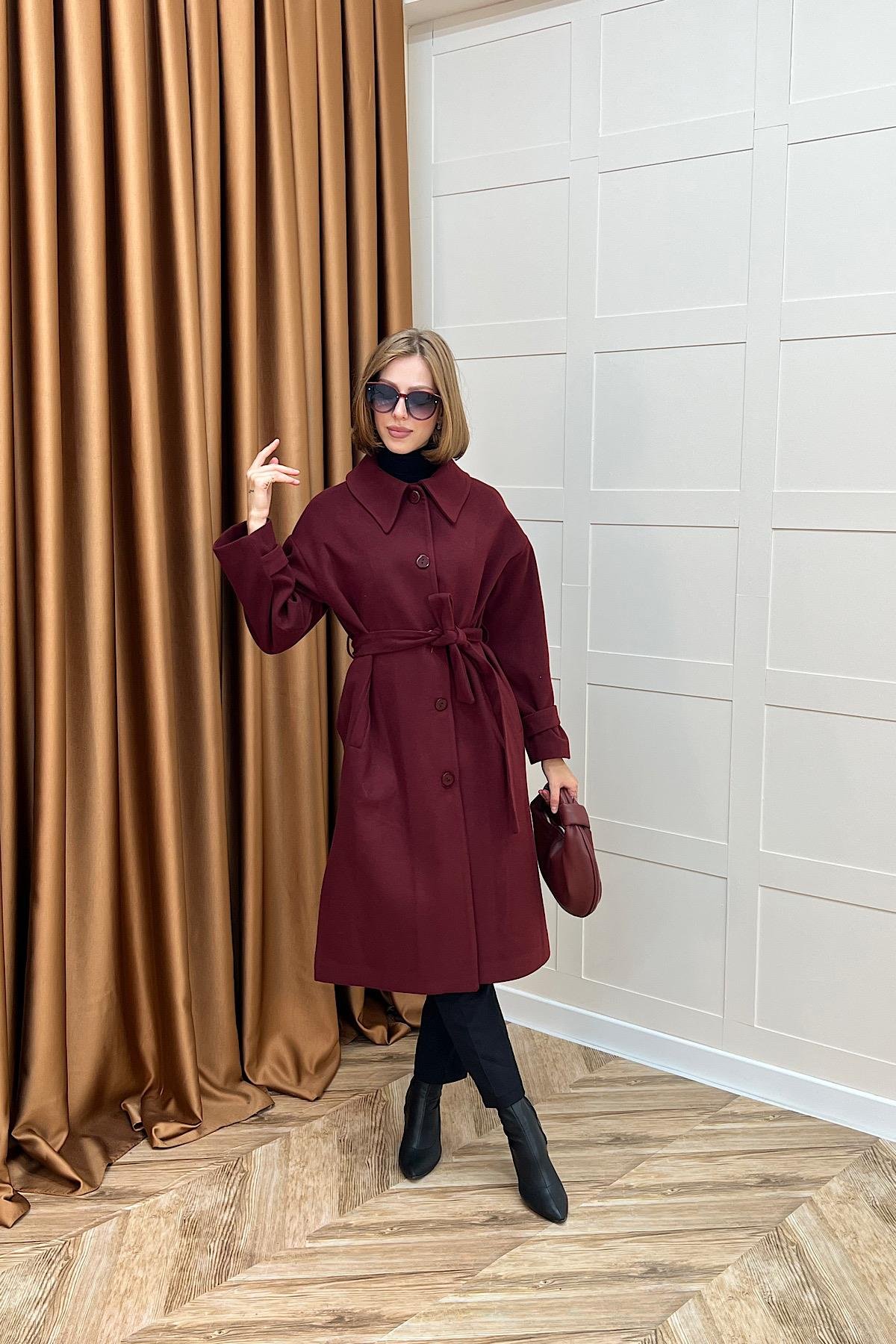 Parla Premium Kumaş Kaban Bordo