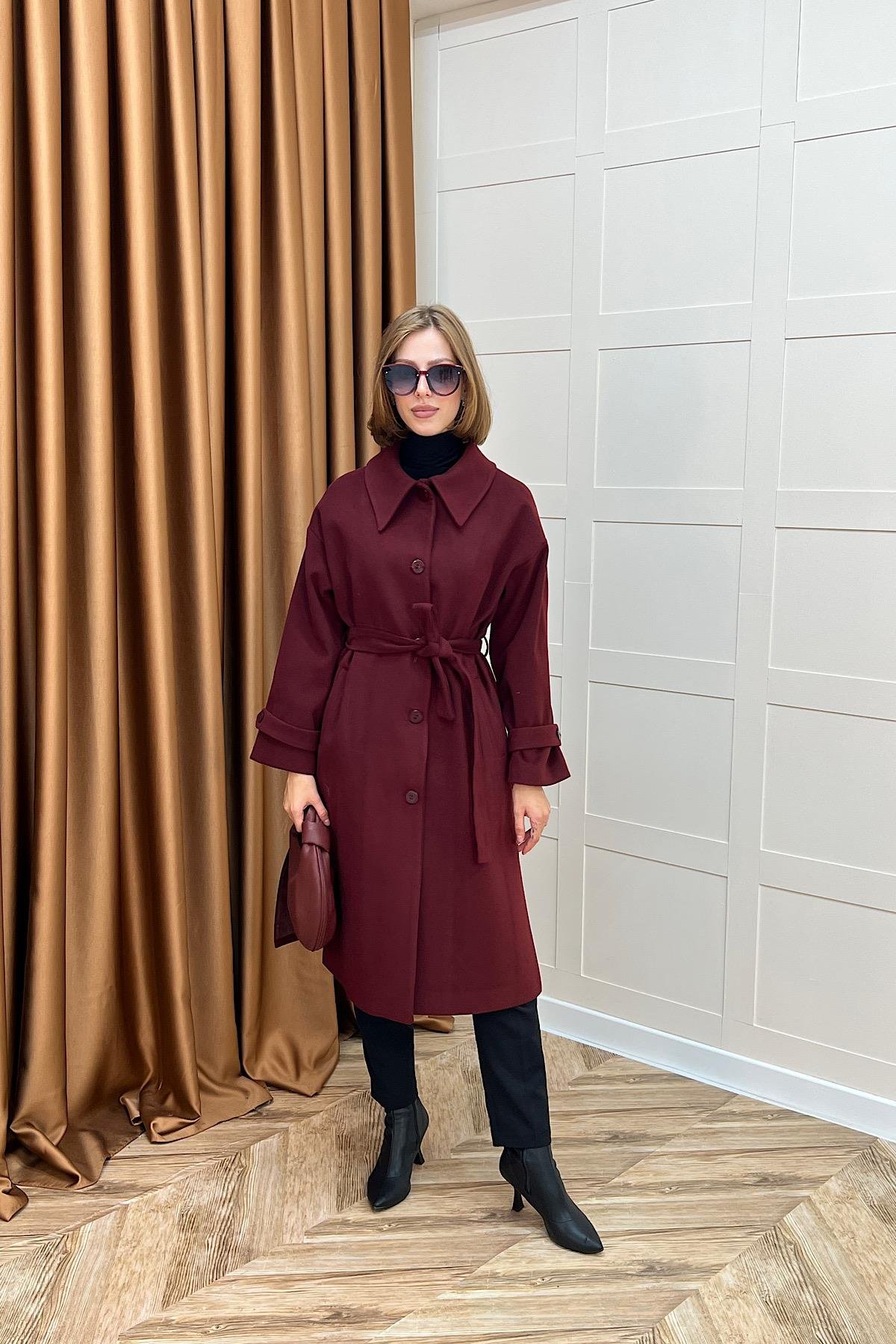 Parla Premium Kumaş Kaban Bordo