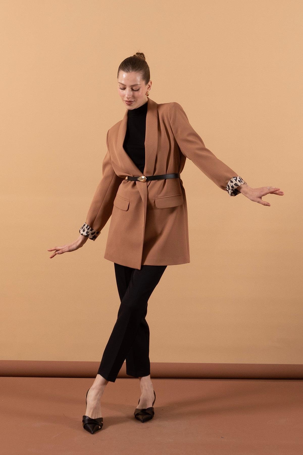Şal Yaka Blazer Ceket Camel