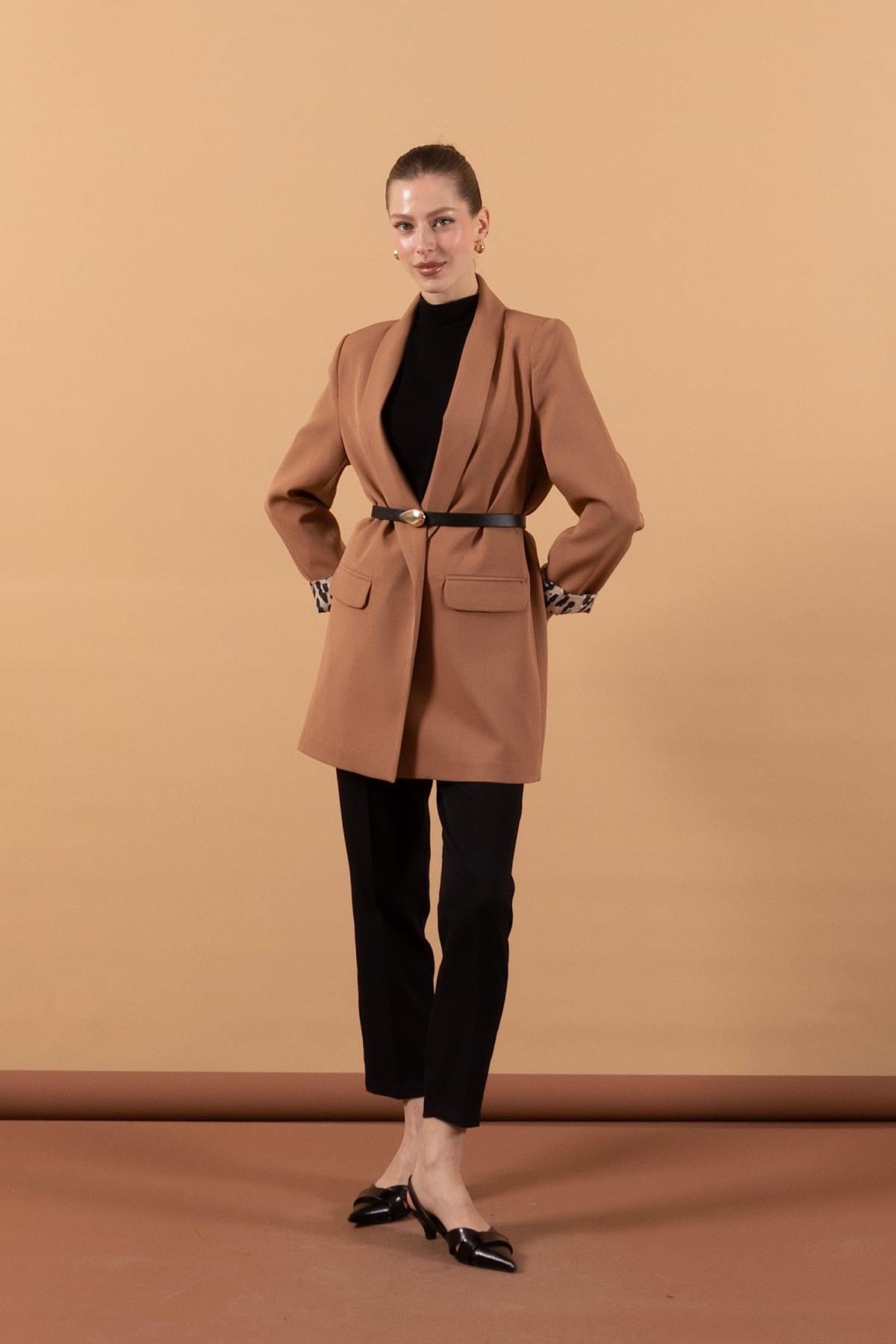 Şal Yaka Blazer Ceket Camel