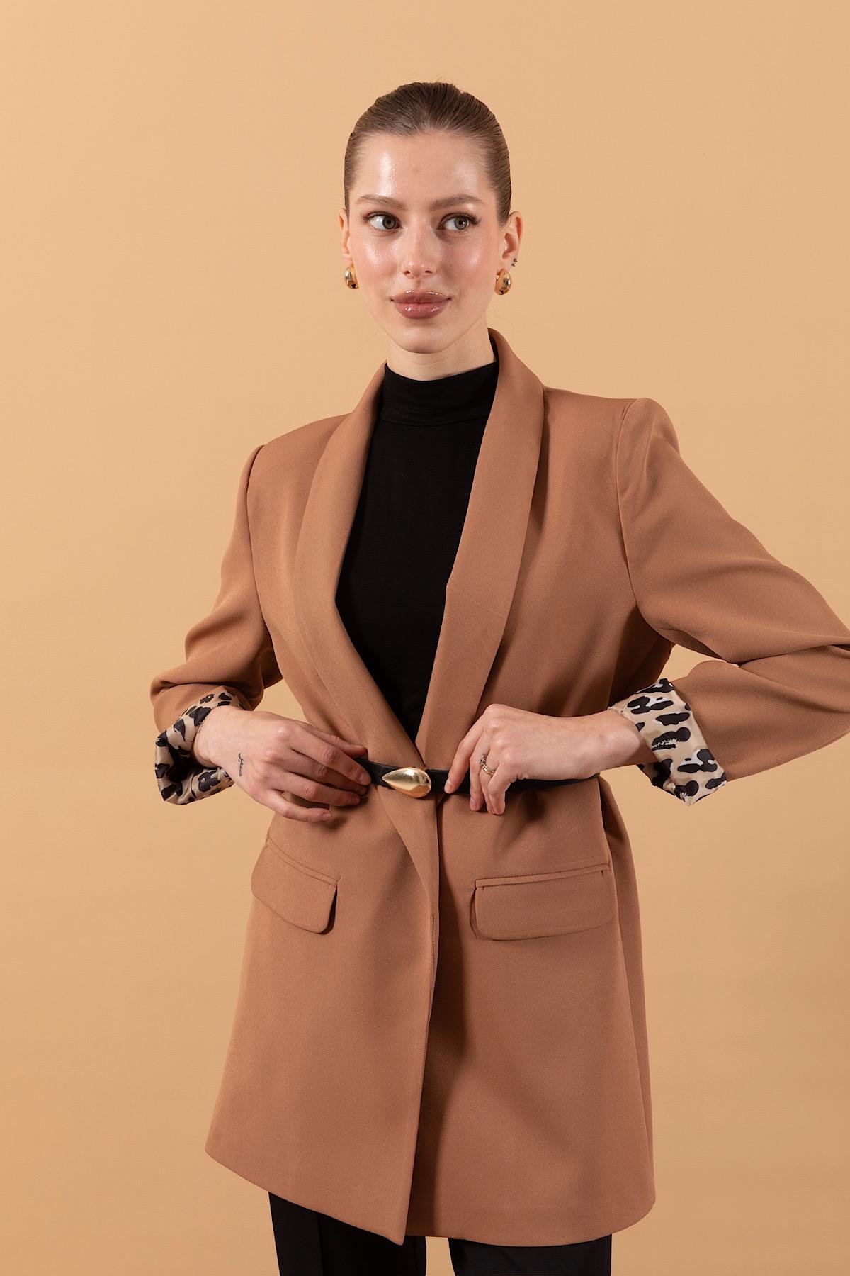 Şal Yaka Blazer Ceket Camel