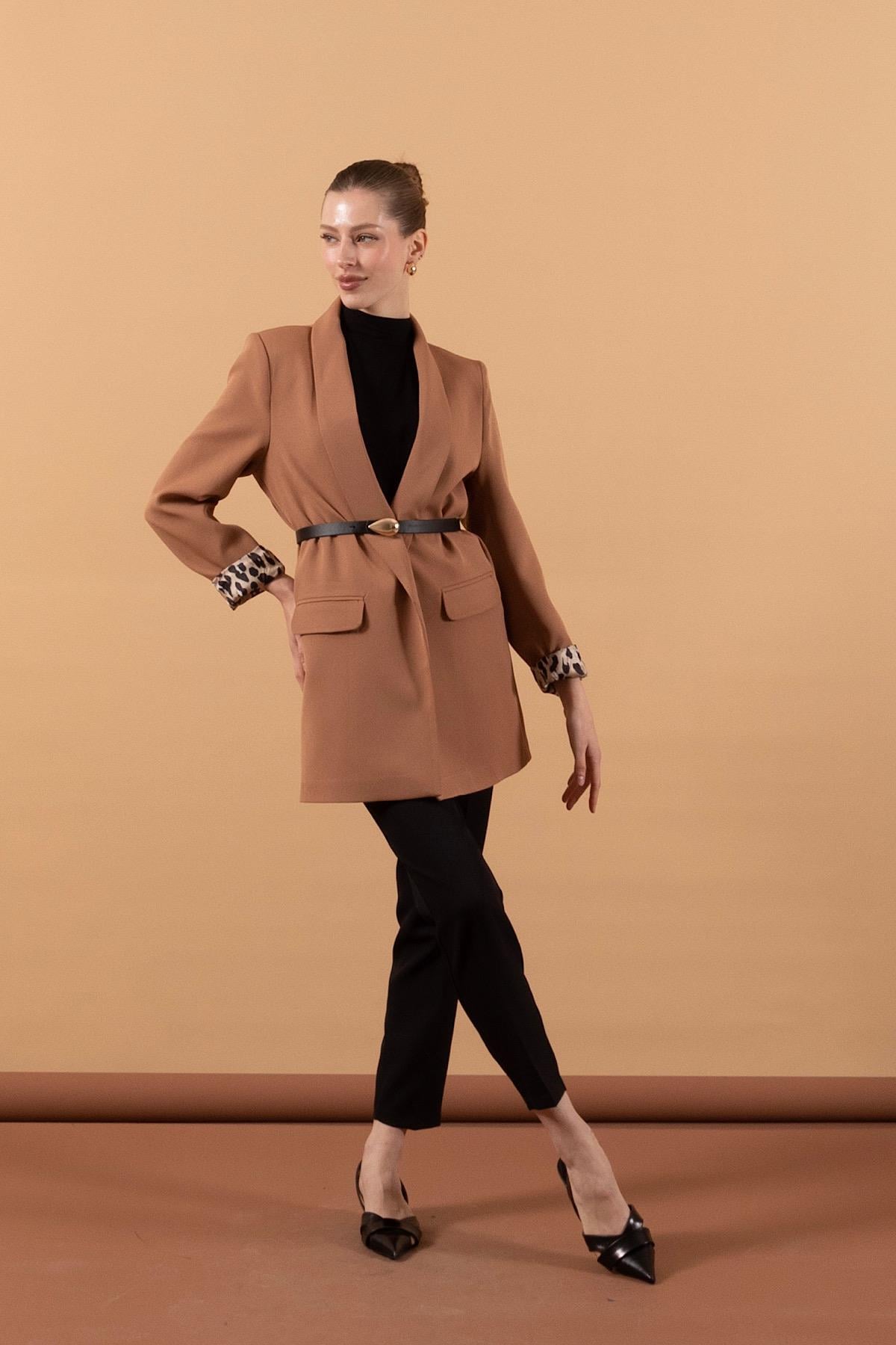 Şal Yaka Blazer Ceket Camel