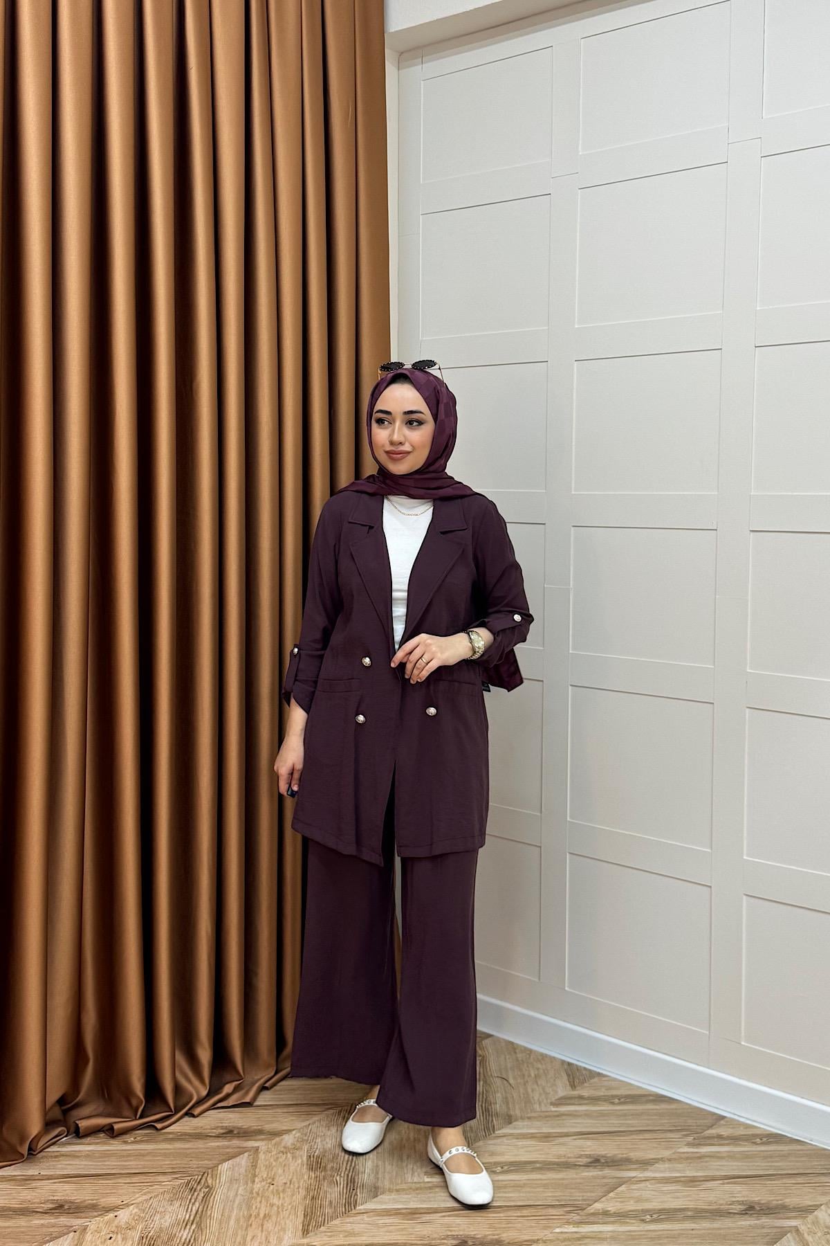 Sandra Ceketli Takım Mürdüm