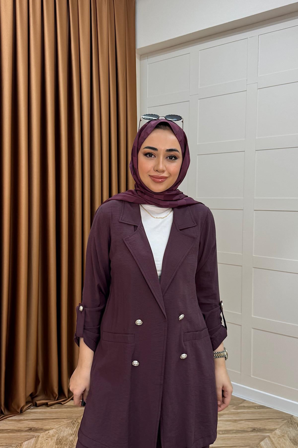 Sandra Ceketli Takım Mürdüm