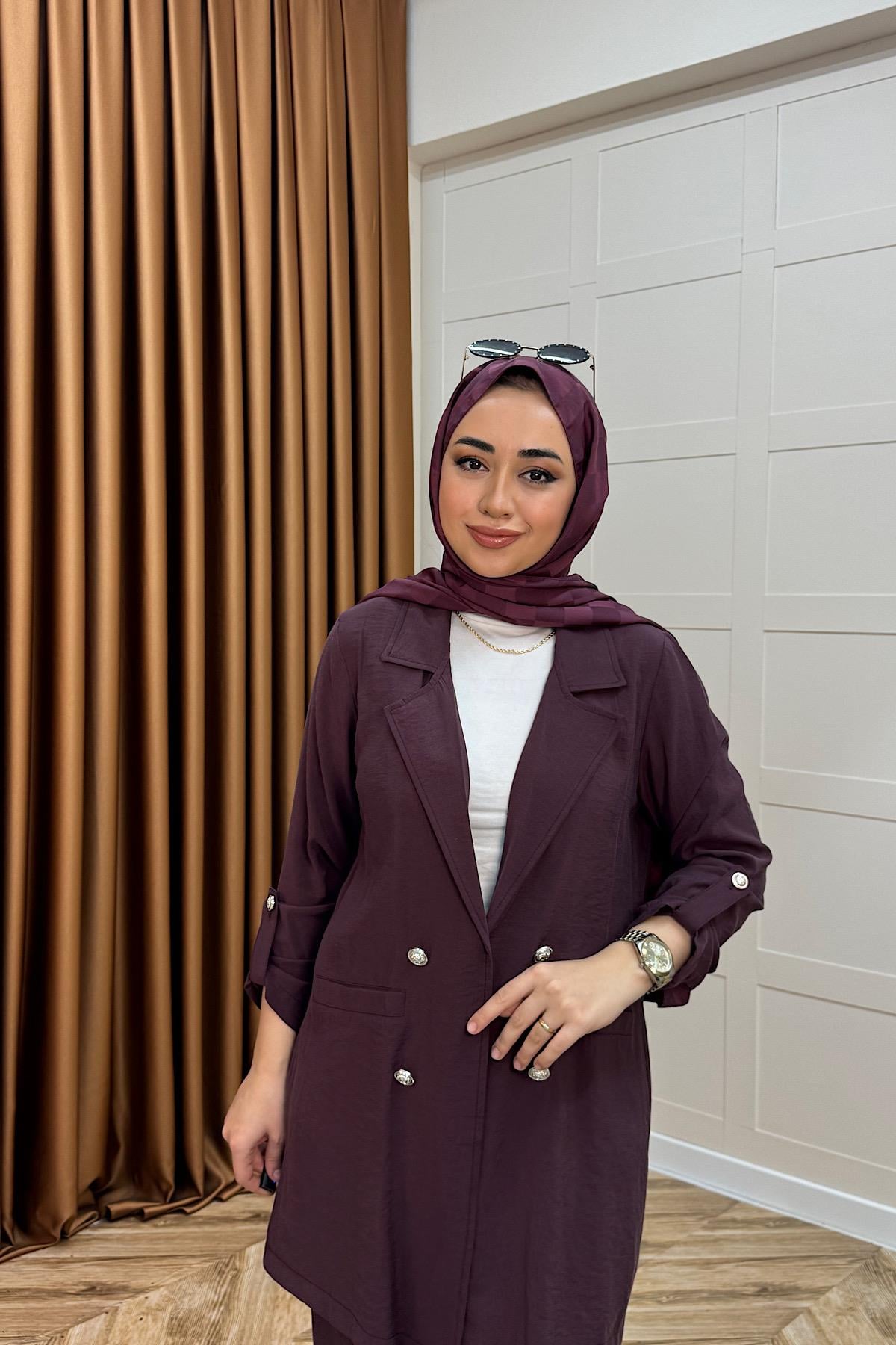 Sandra Ceketli Takım Mürdüm