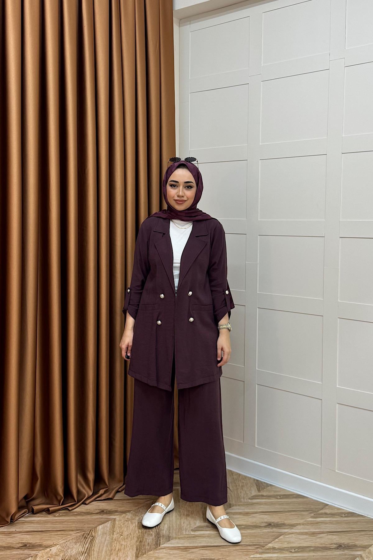 Sandra Ceketli Takım Mürdüm