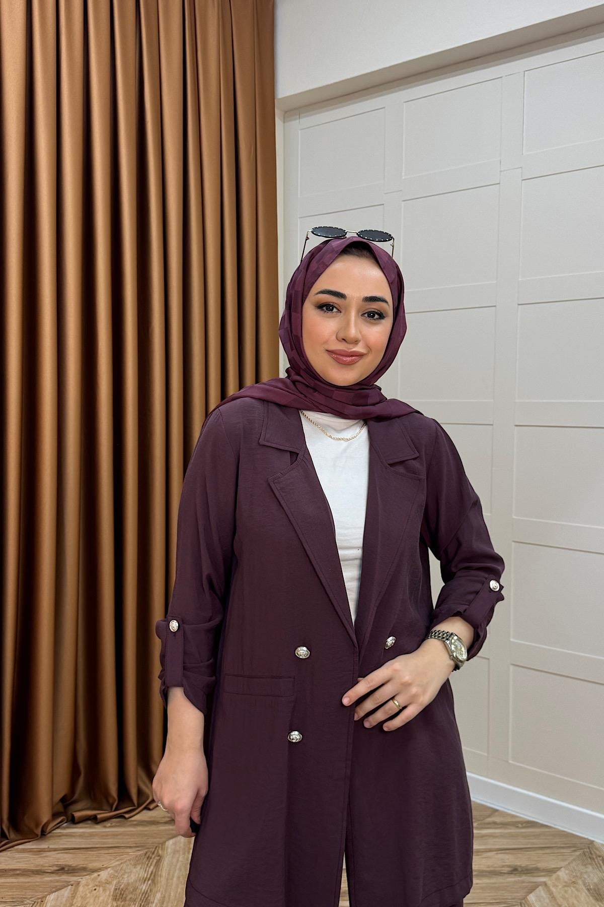 Sandra Ceketli Takım Mürdüm