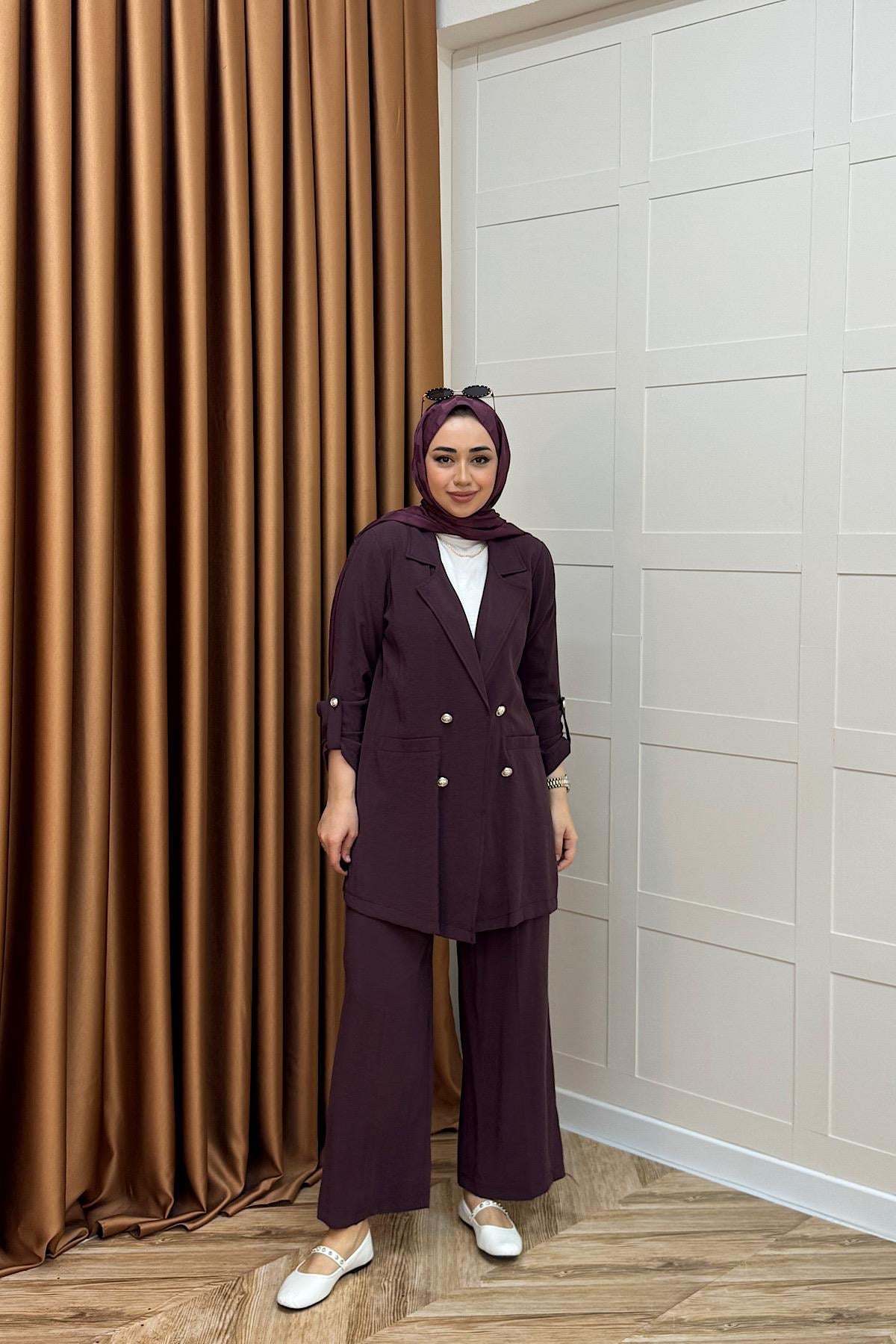Sandra Ceketli Takım Mürdüm
