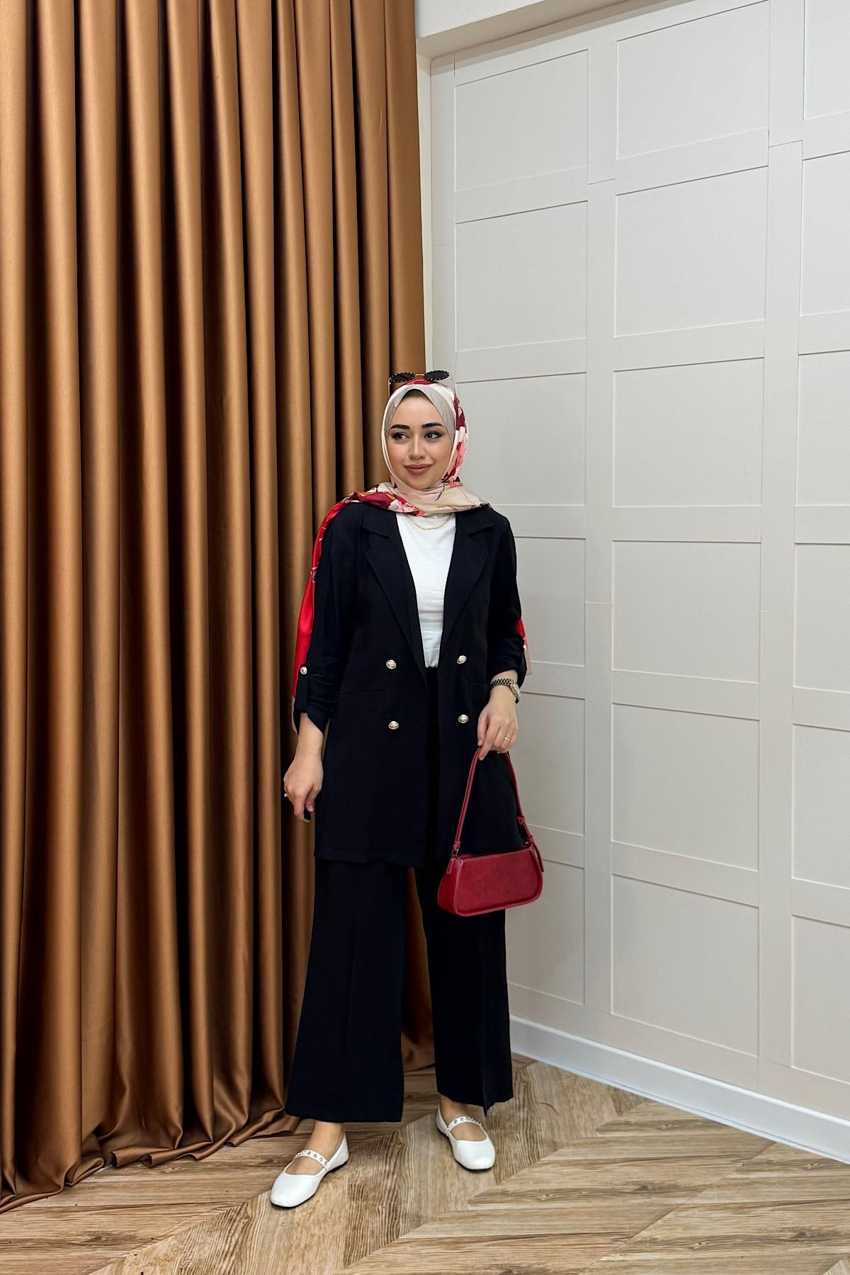 Sandra Ceketli Takım Siyah