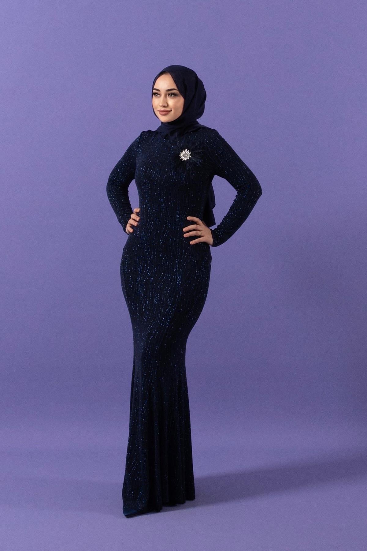 Simli Balık Abiye Lacivert