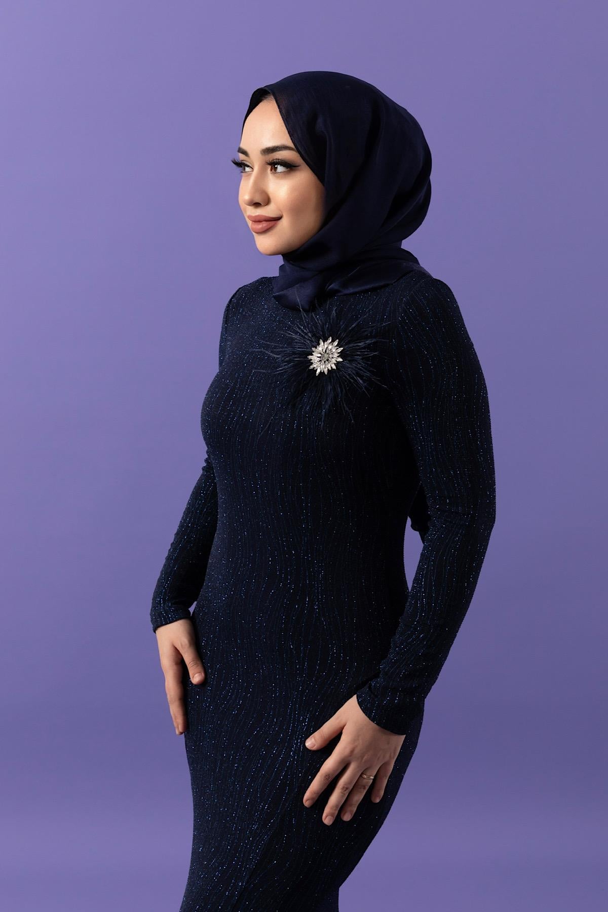 Simli Balık Abiye Lacivert