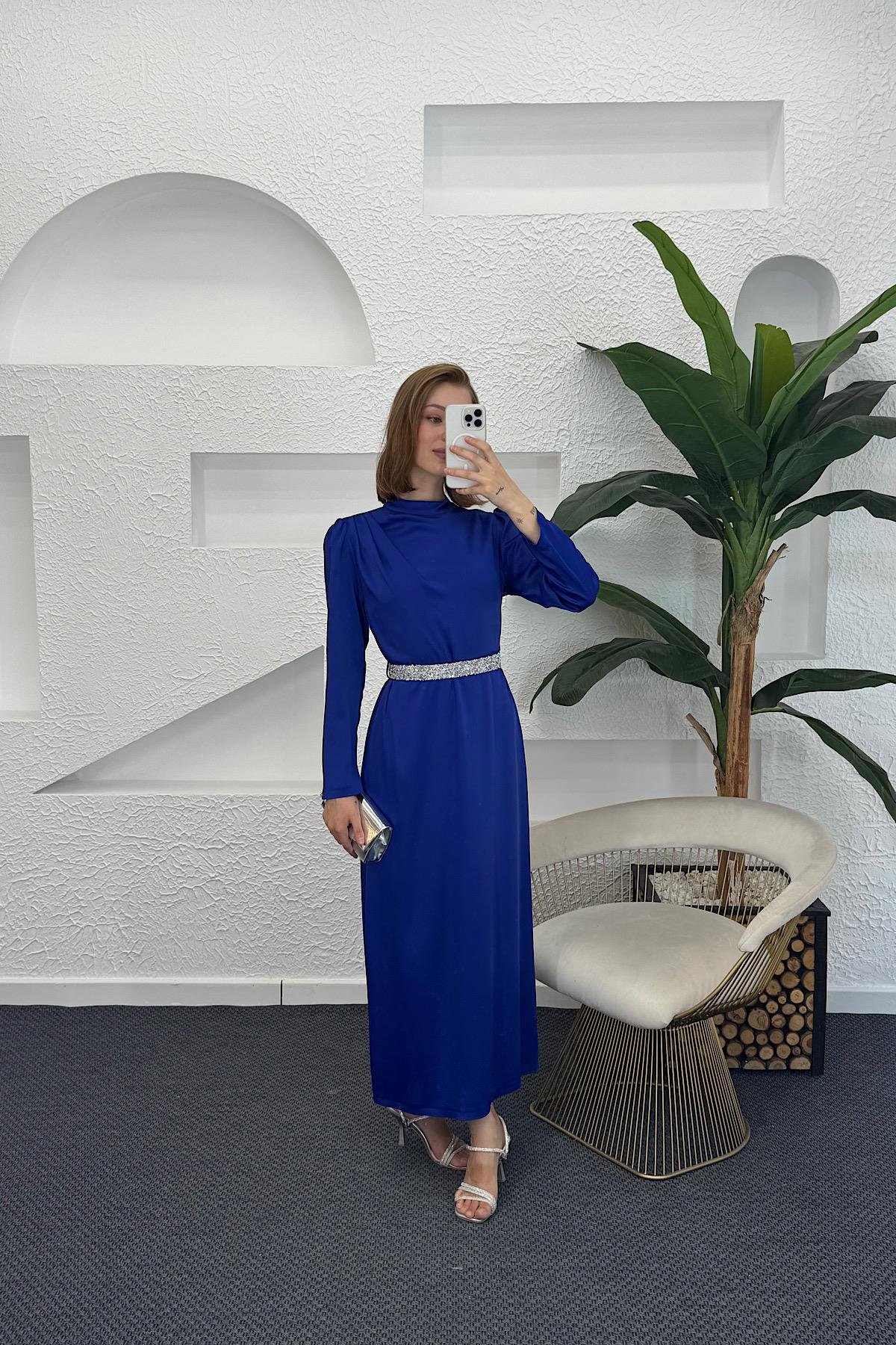 Taş Kemer Saten Abiye Saks