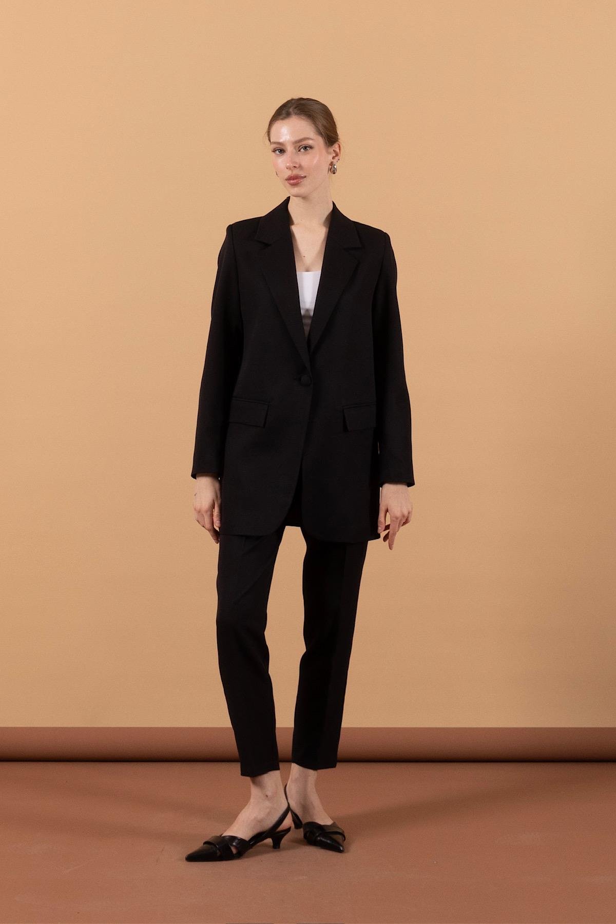 Tek Düğmeli Ceket Takım Siyah