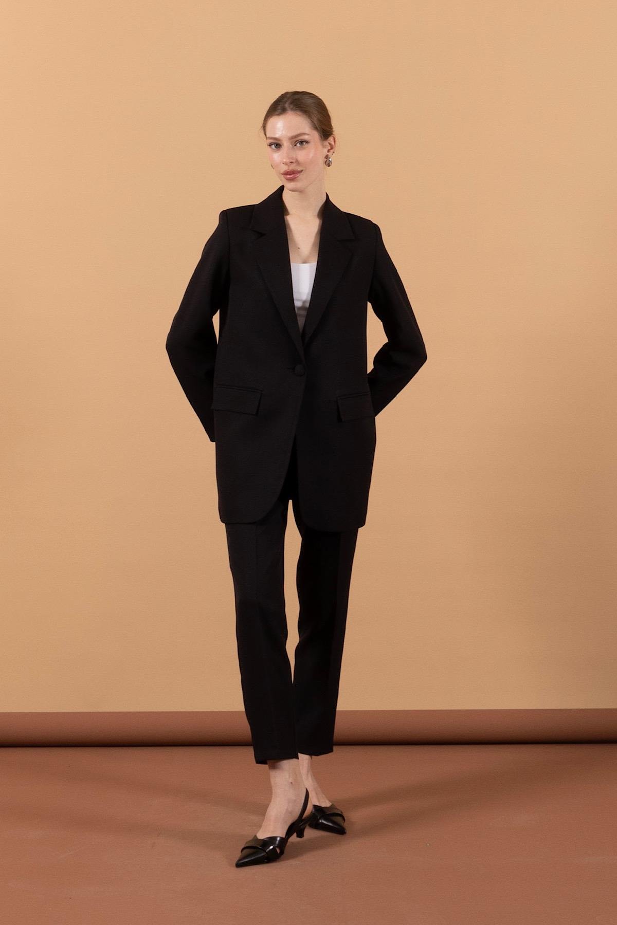 Tek Düğmeli Ceket Takım Siyah