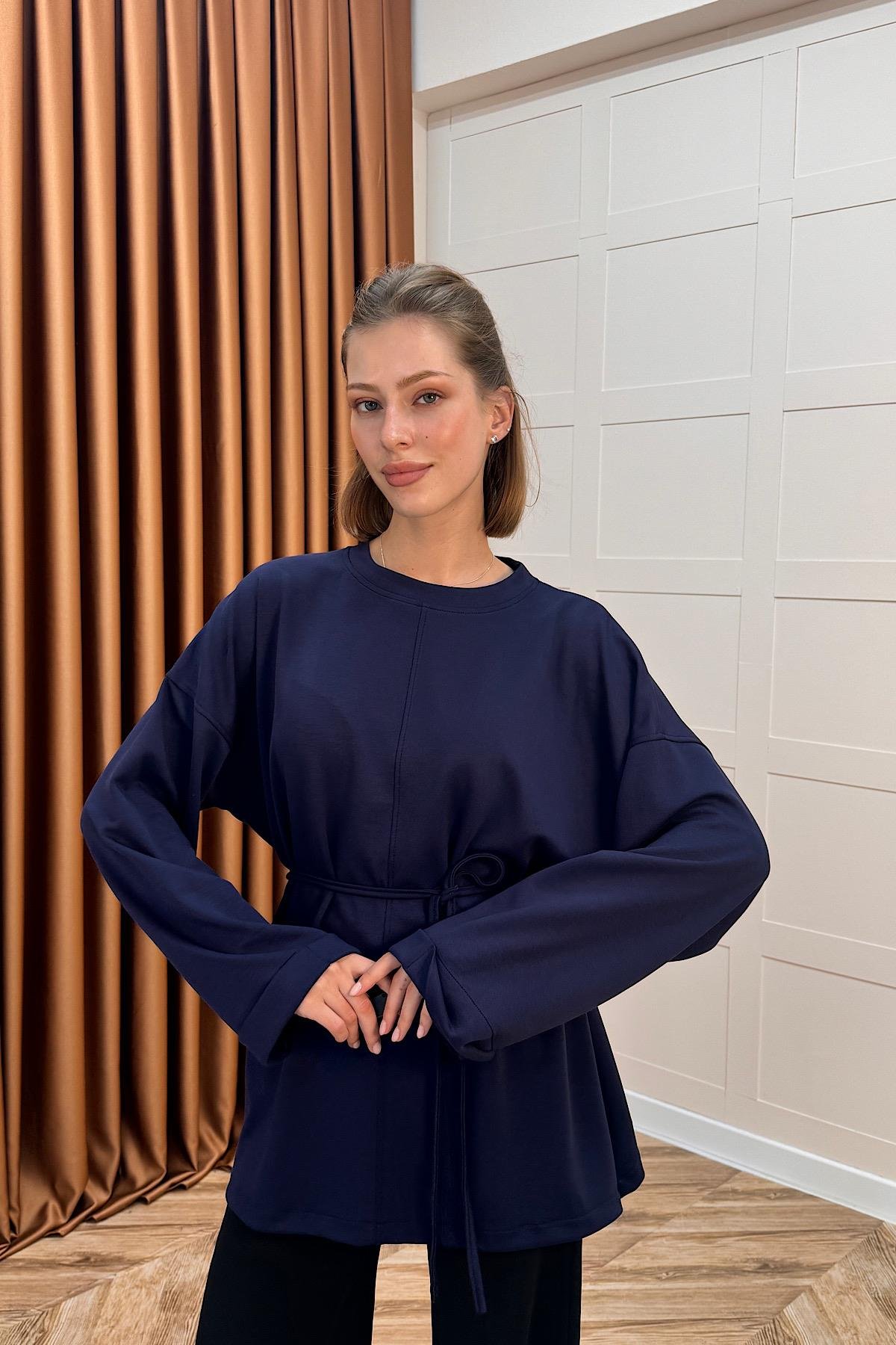 Türev Duble Kol Tunik Lacivert