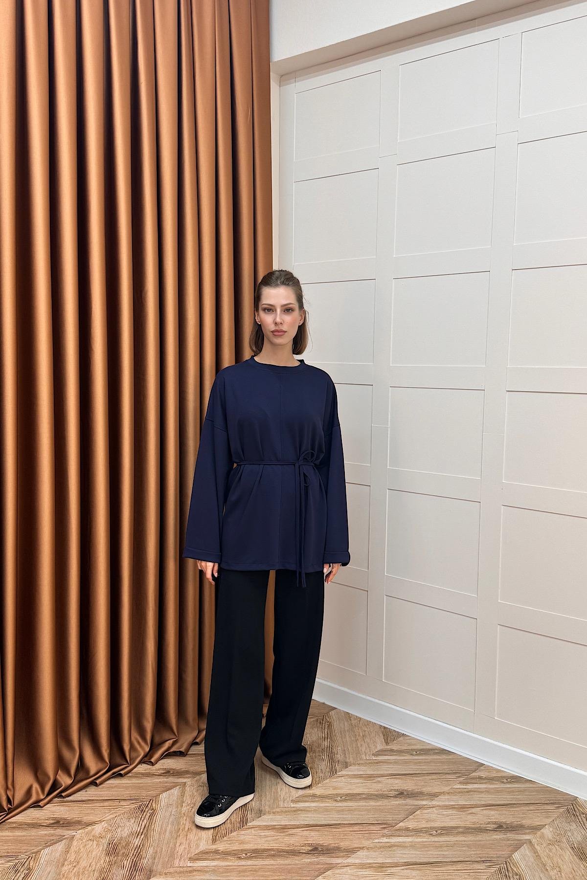 Türev Duble Kol Tunik Lacivert