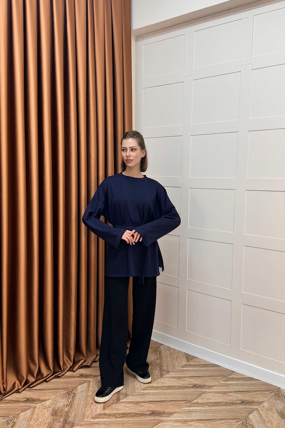 Türev Duble Kol Tunik Lacivert