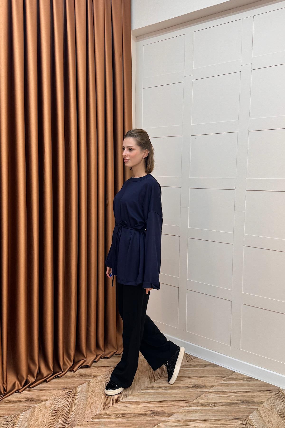 Türev Duble Kol Tunik Lacivert