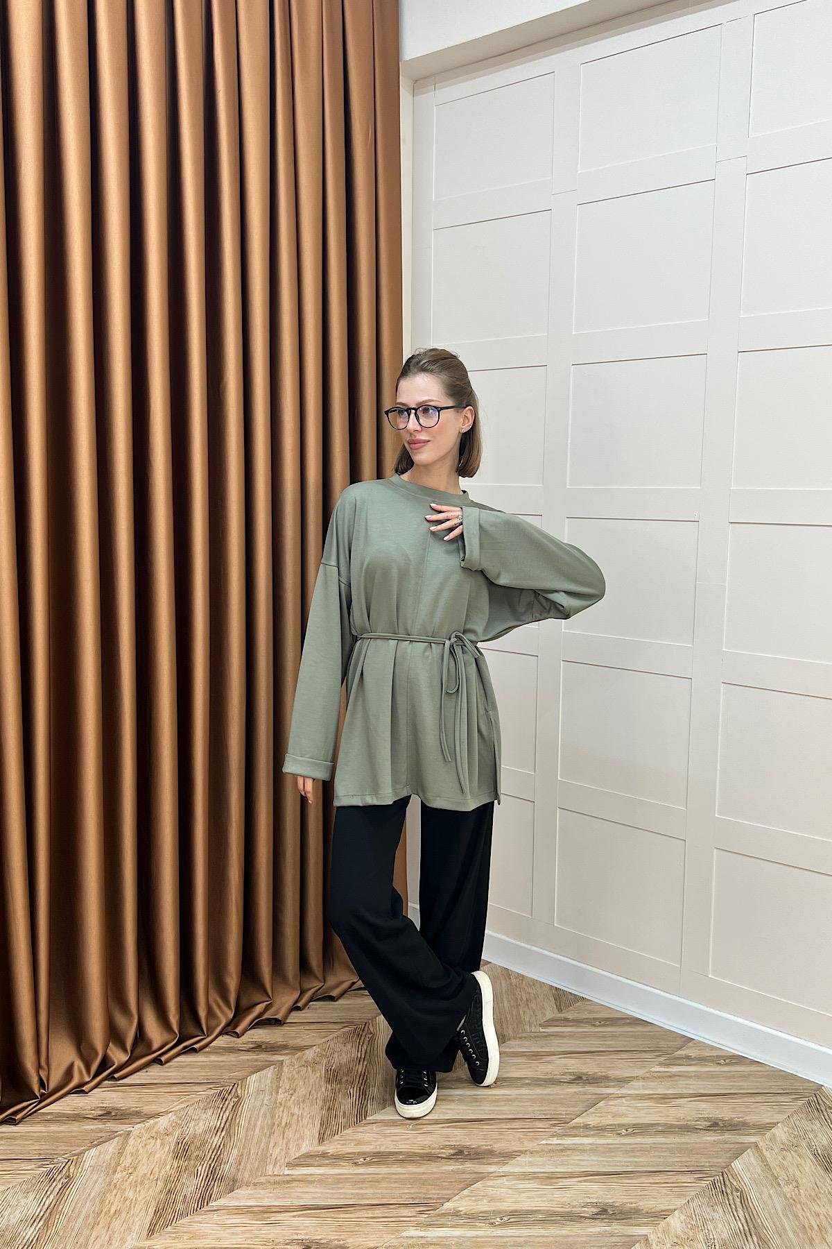 Türev Duble Kol Tunik Yeşil