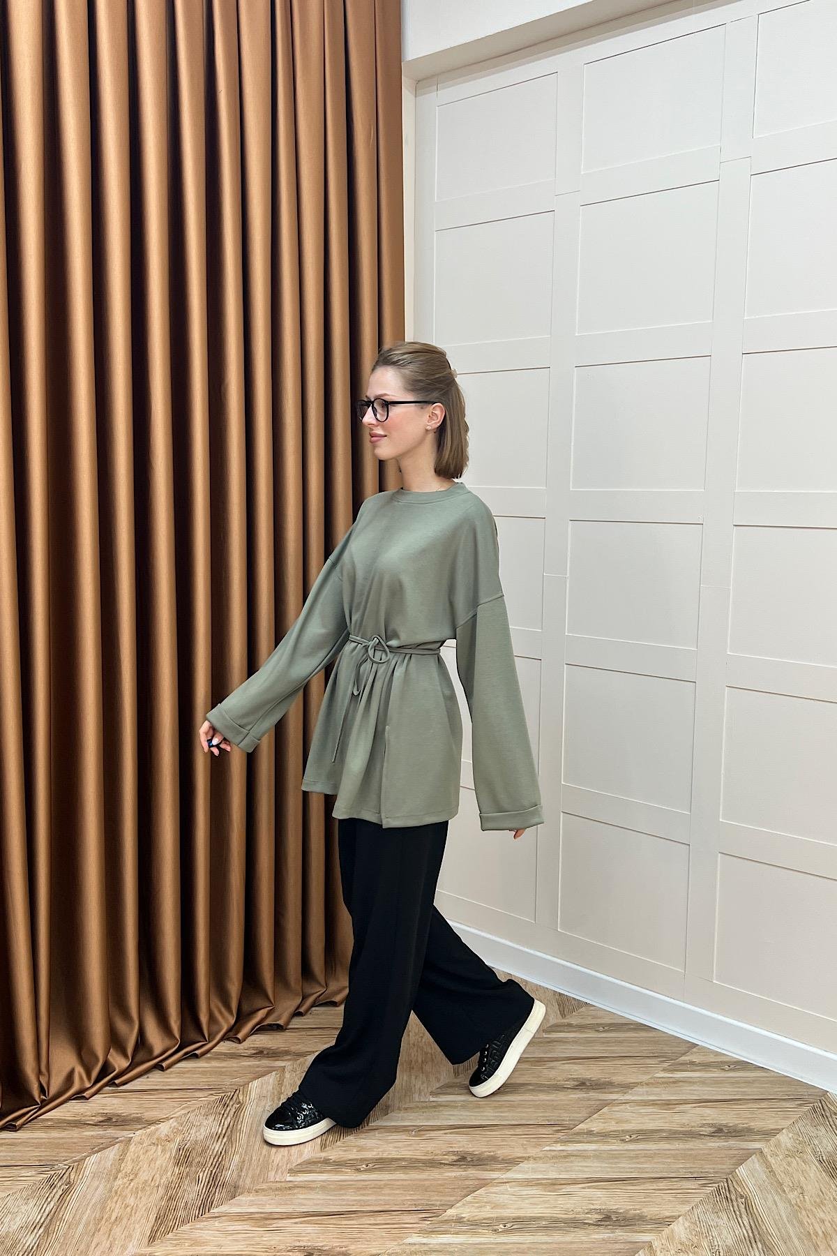 Türev Duble Kol Tunik Yeşil