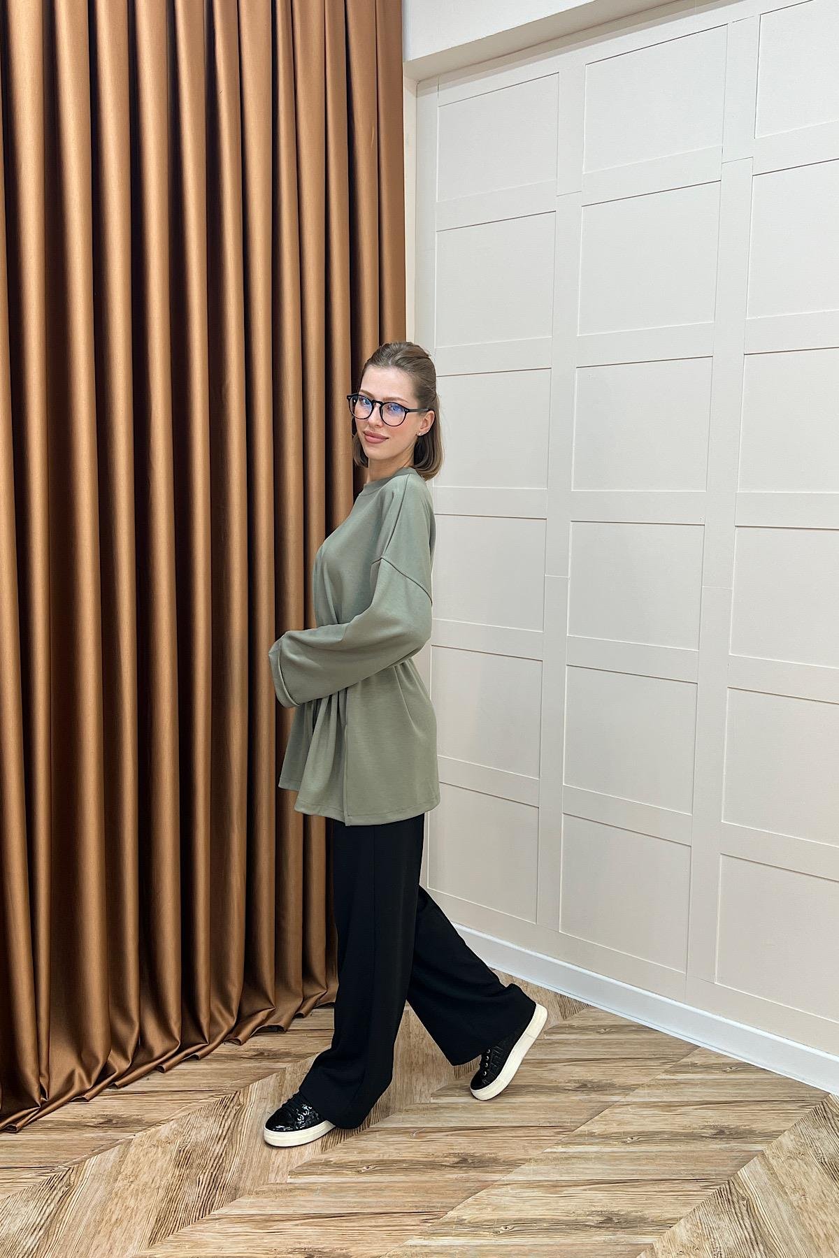 Türev Duble Kol Tunik Yeşil