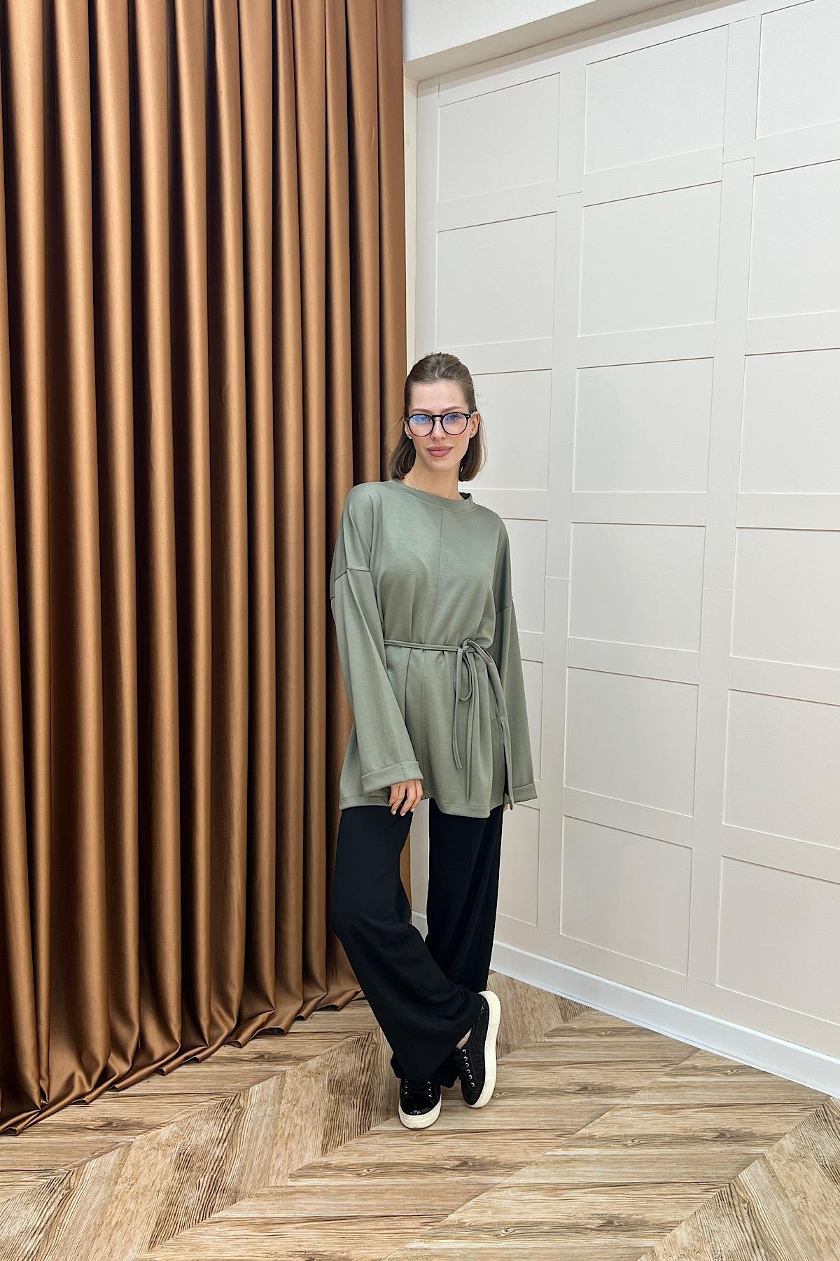 Türev Duble Kol Tunik Yeşil