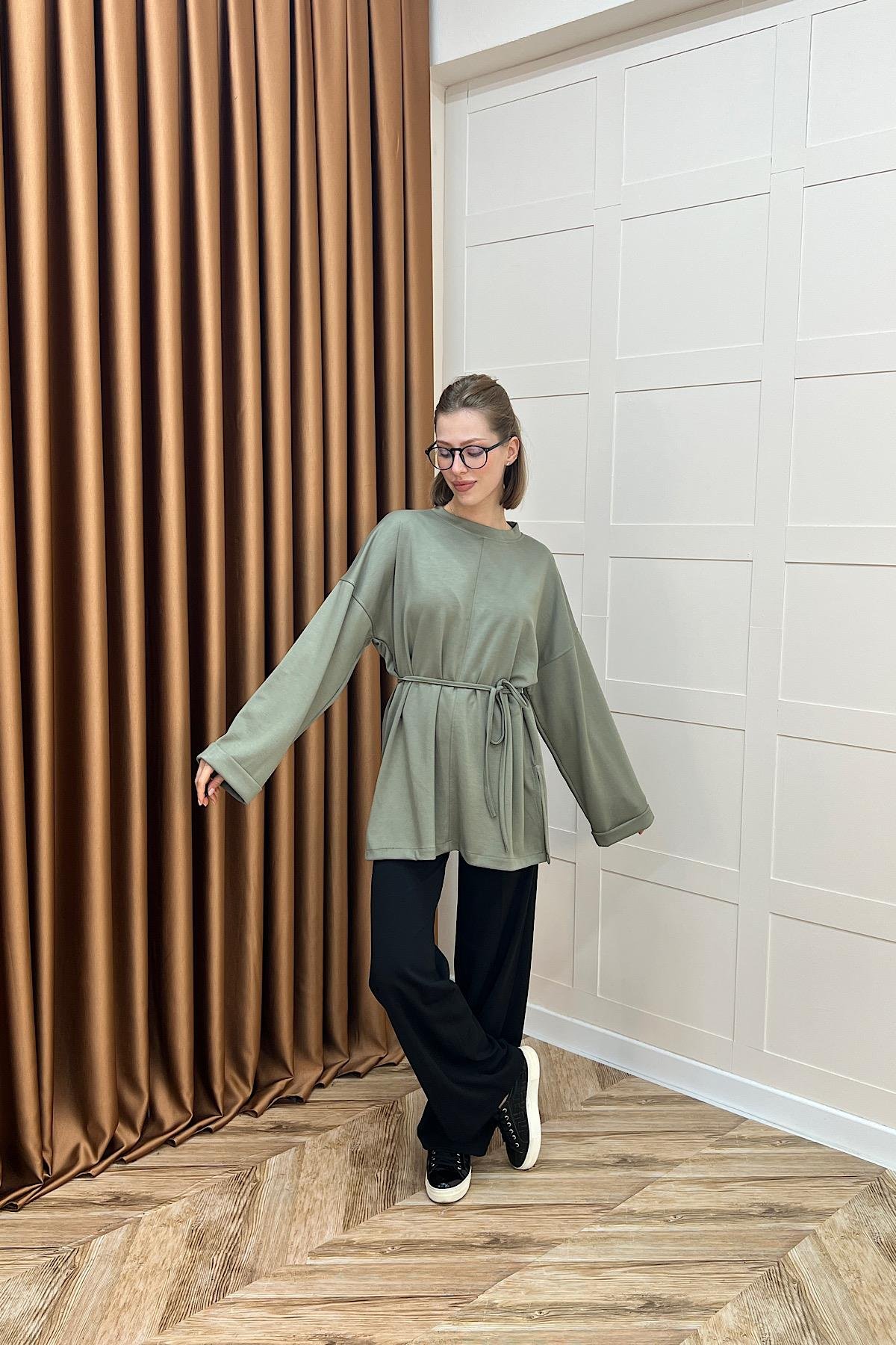 Türev Duble Kol Tunik Yeşil