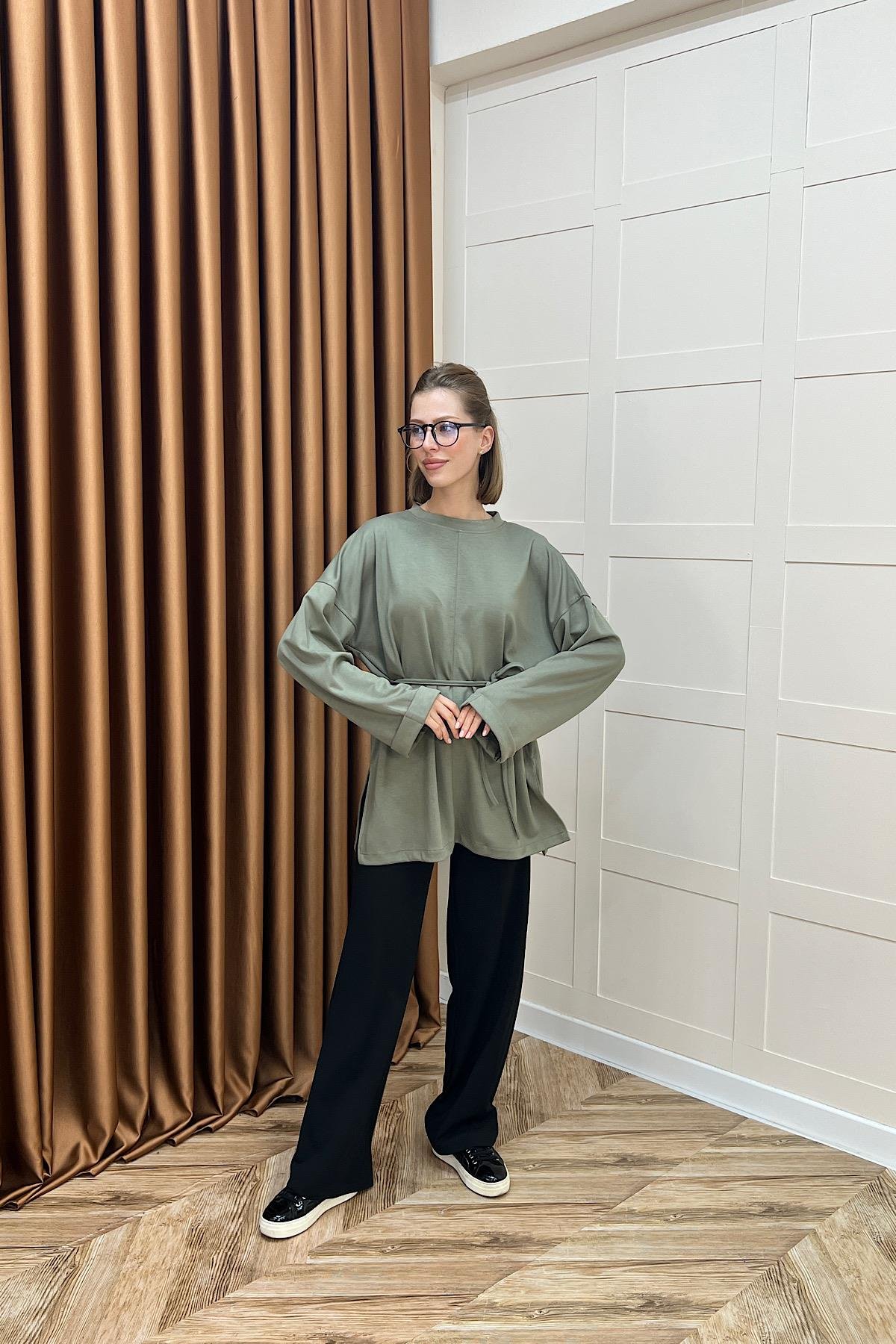 Türev Duble Kol Tunik Yeşil