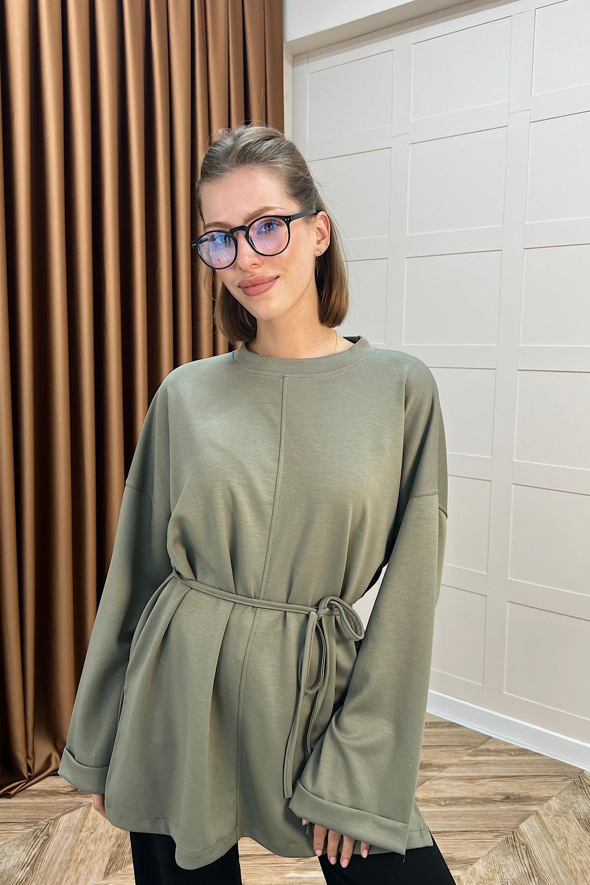 Türev Duble Kol Tunik Yeşil