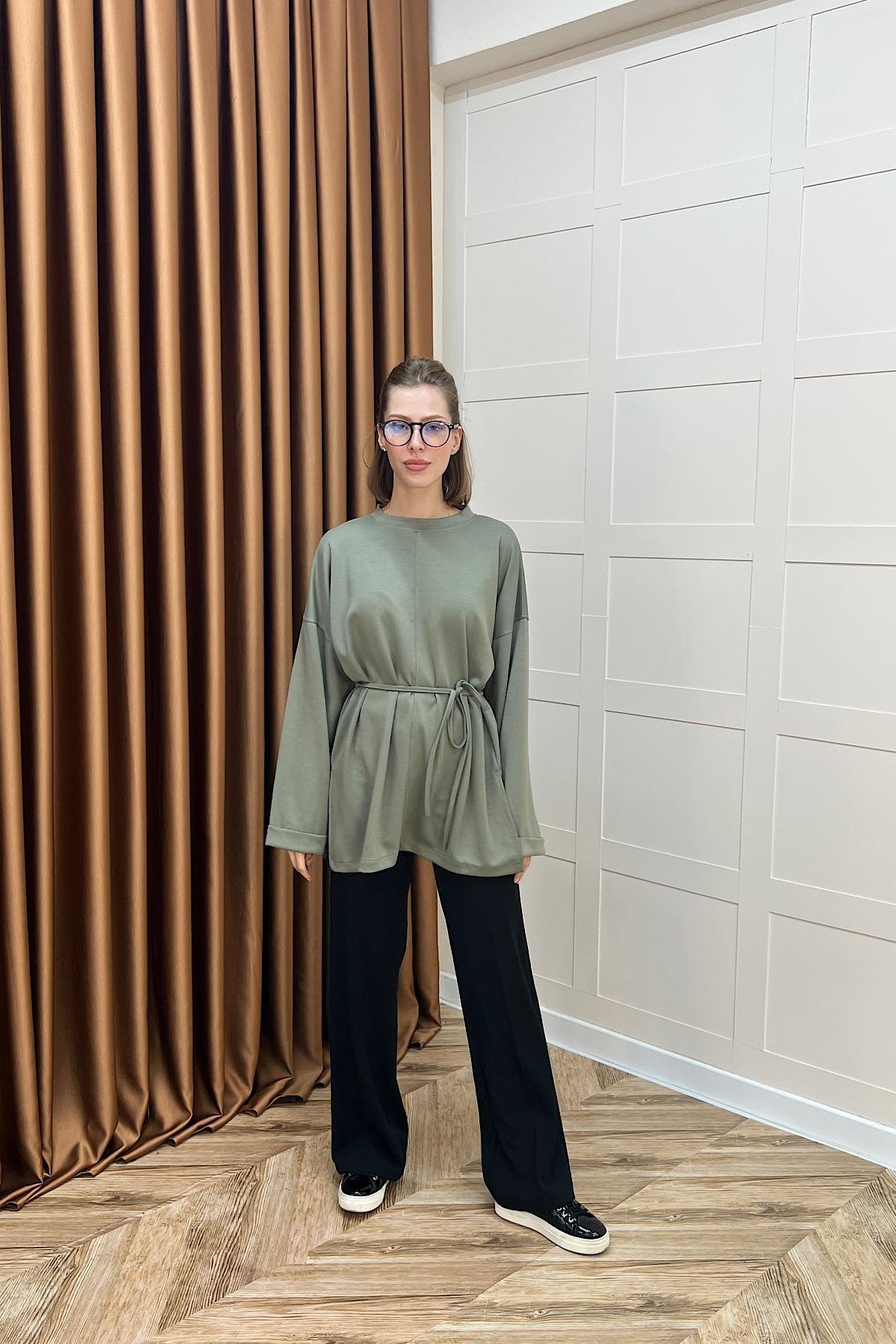 Türev Duble Kol Tunik Yeşil