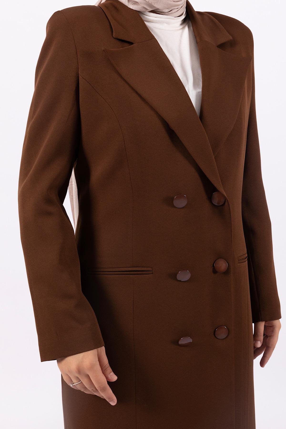 Uzun Blazer Ceket Kahverengi