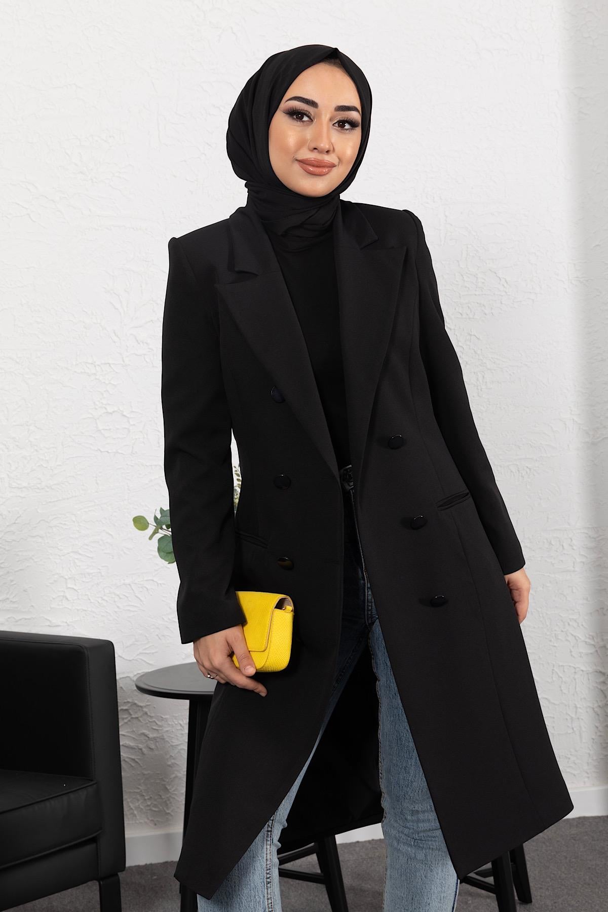 Uzun Blazer Ceket Siyah