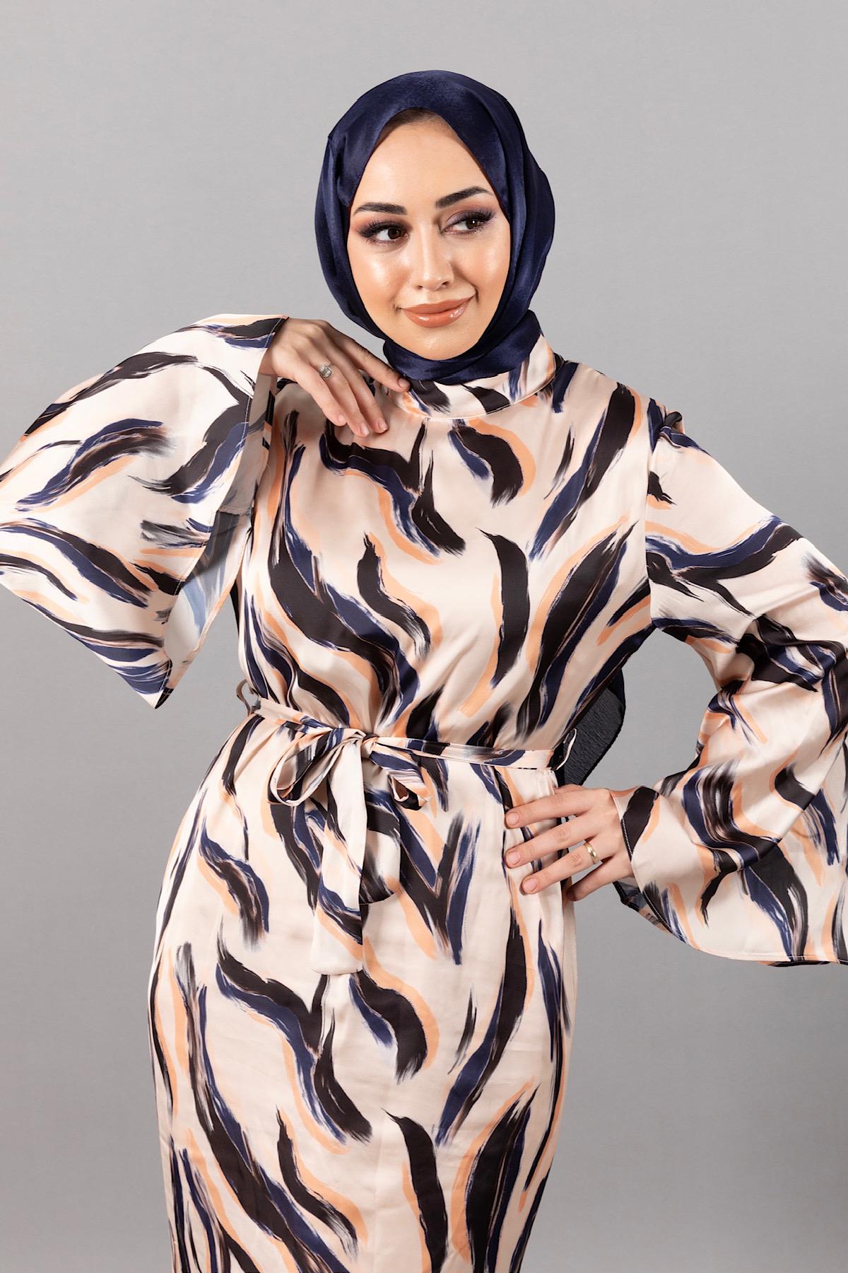 Vanessa Saten Elbise Lacivert