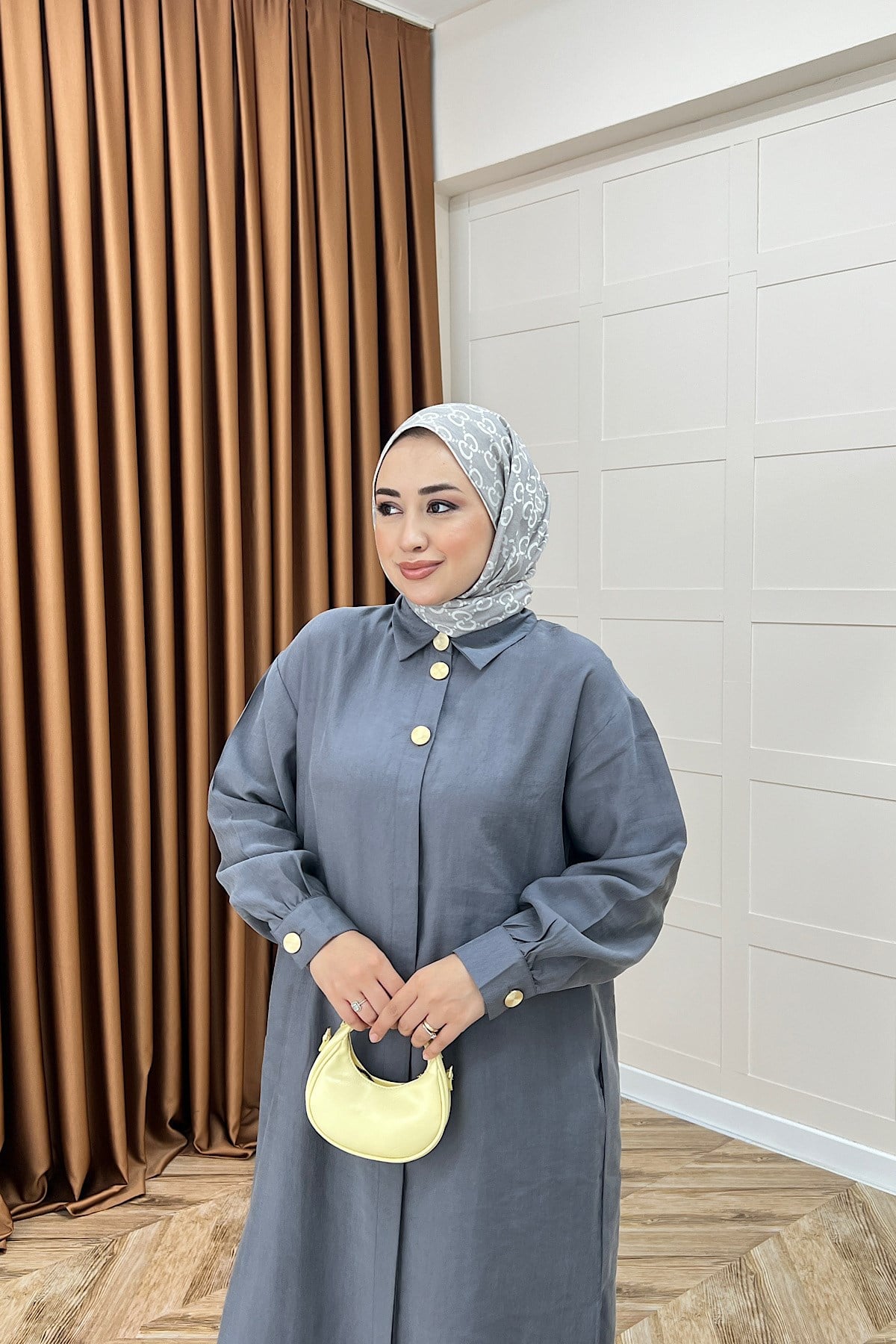 Zaina Uzun Tunik Gri